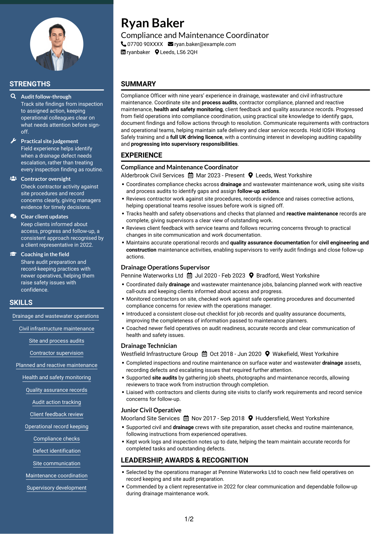 CV example — page 1