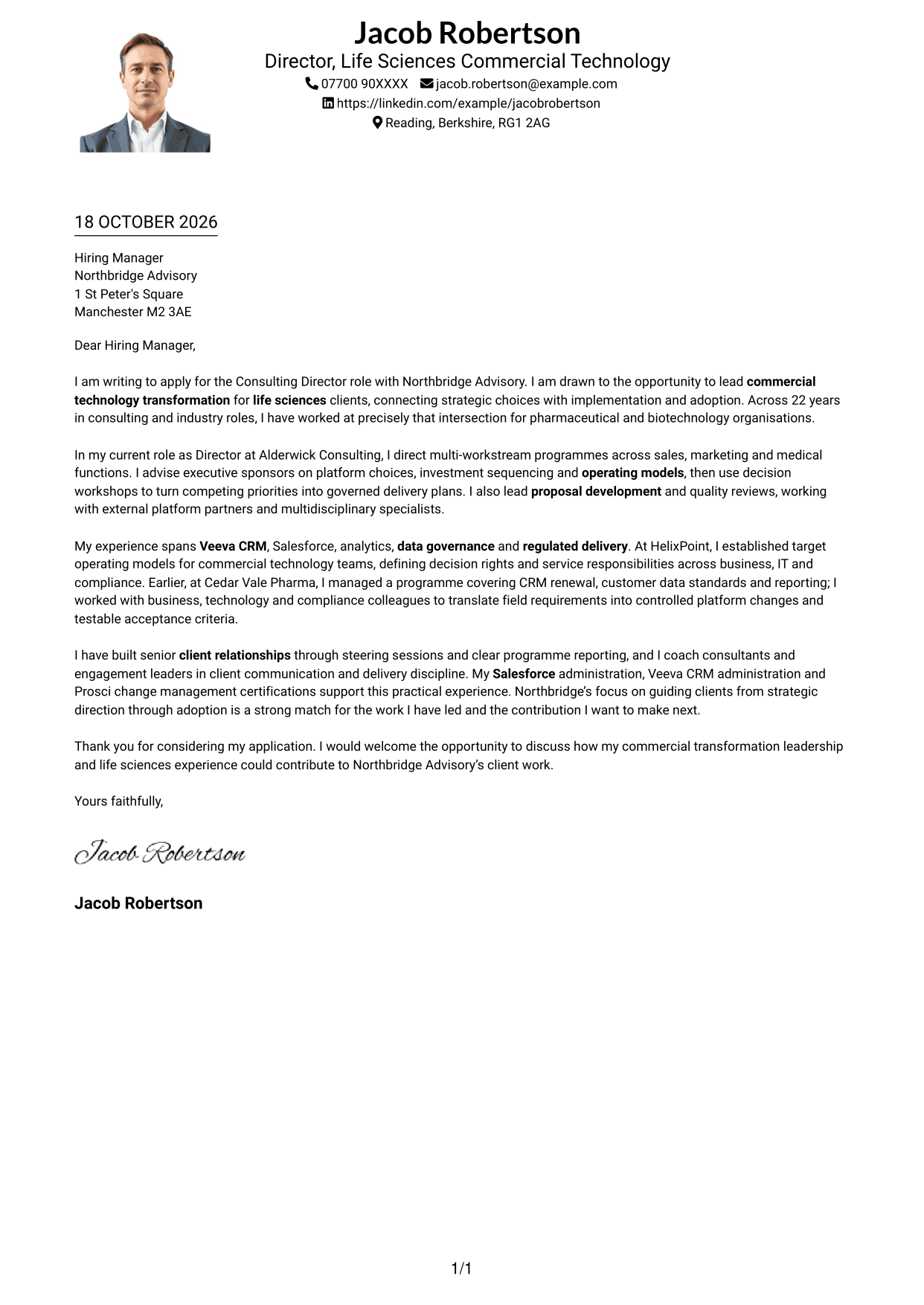 Cover letter example — page 1