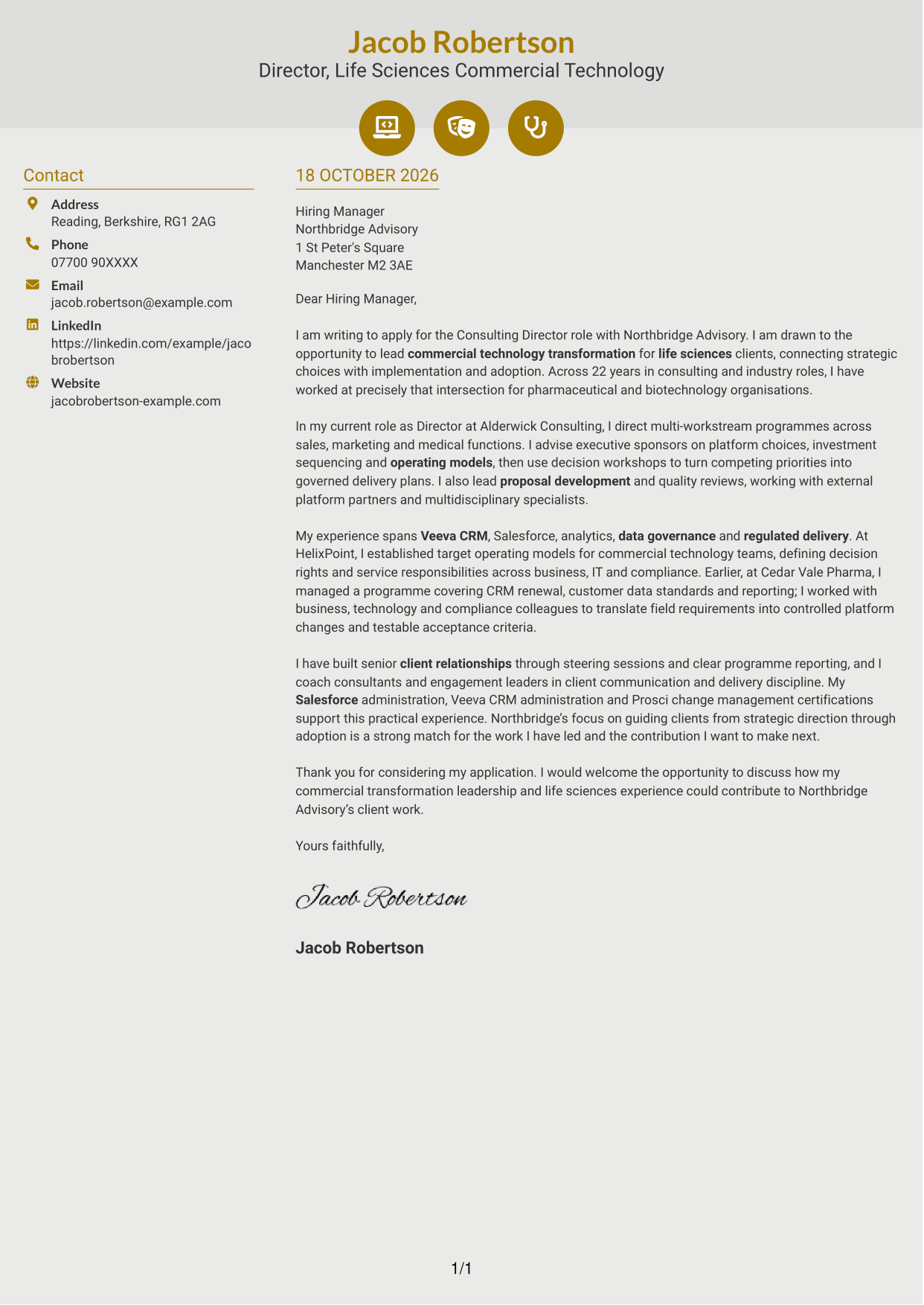Cover letter example — page 1