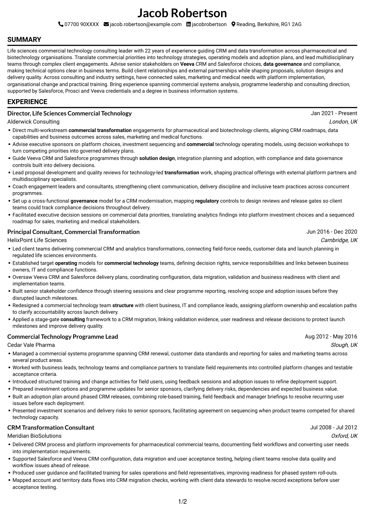 CV example — page 1