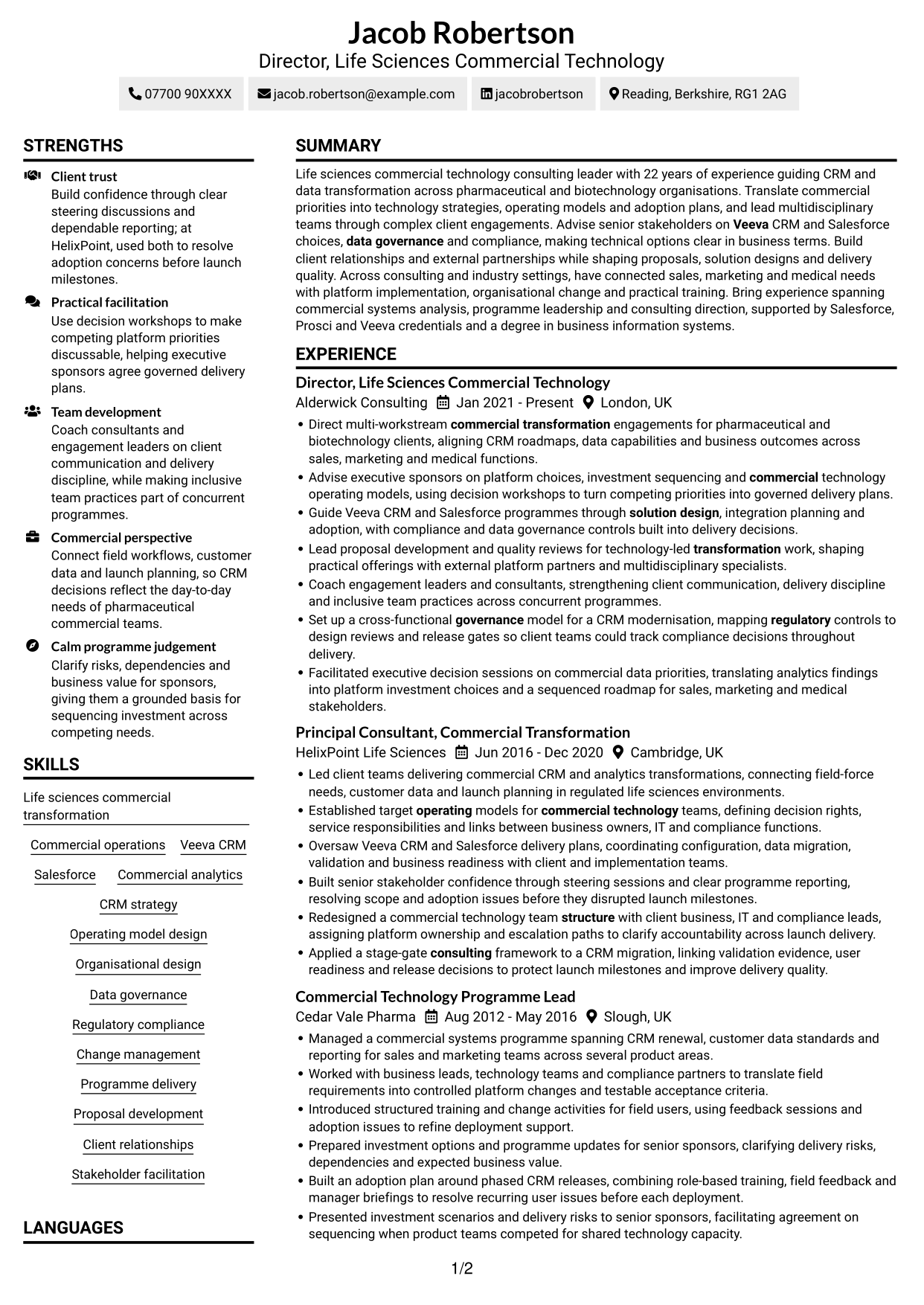 CV example — page 1