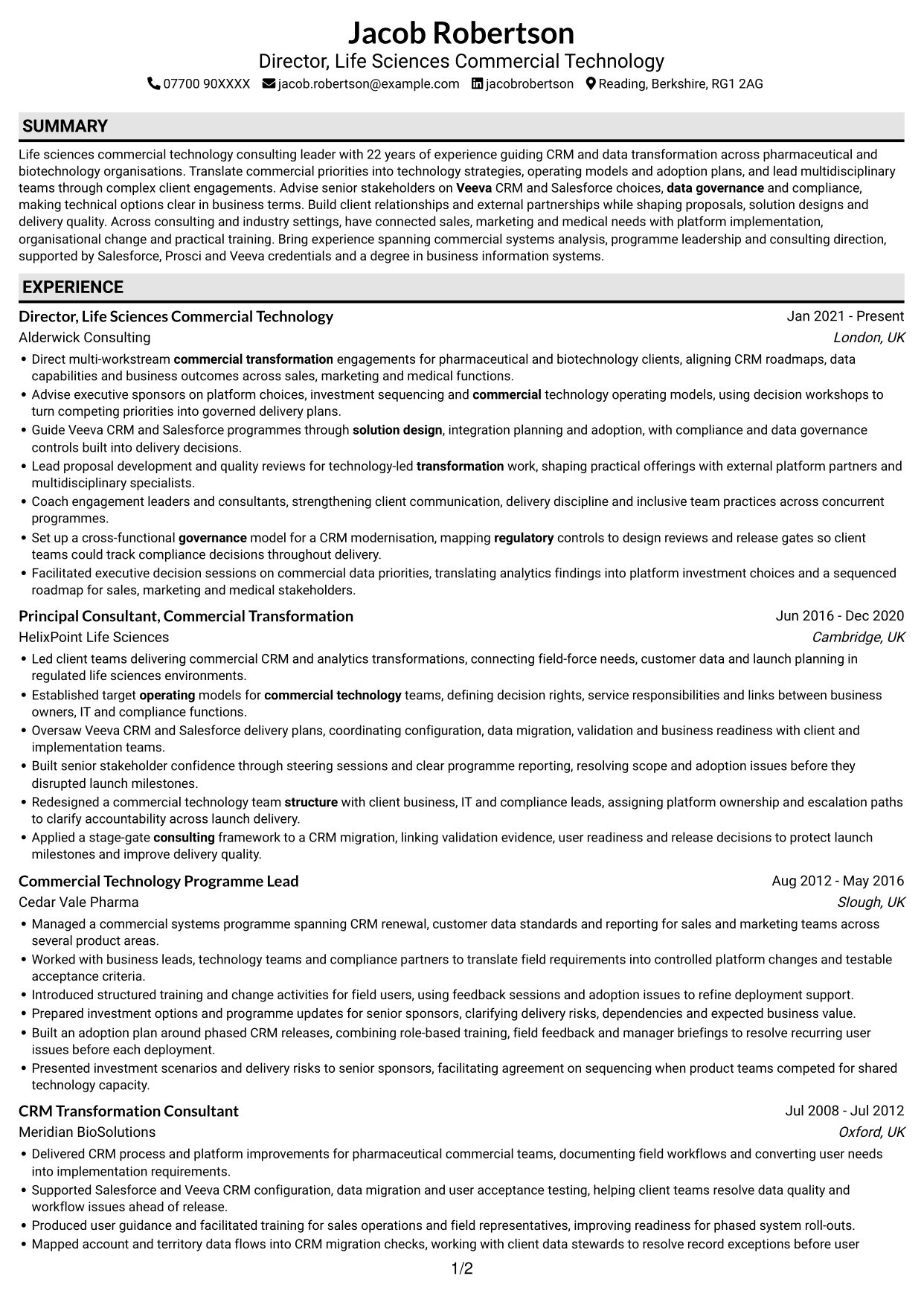 CV example — page 1