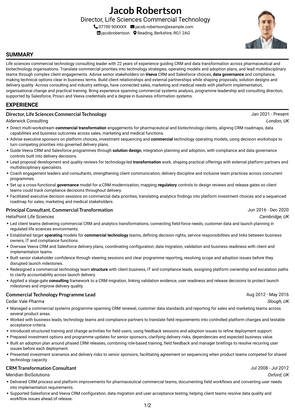 CV example — page 1