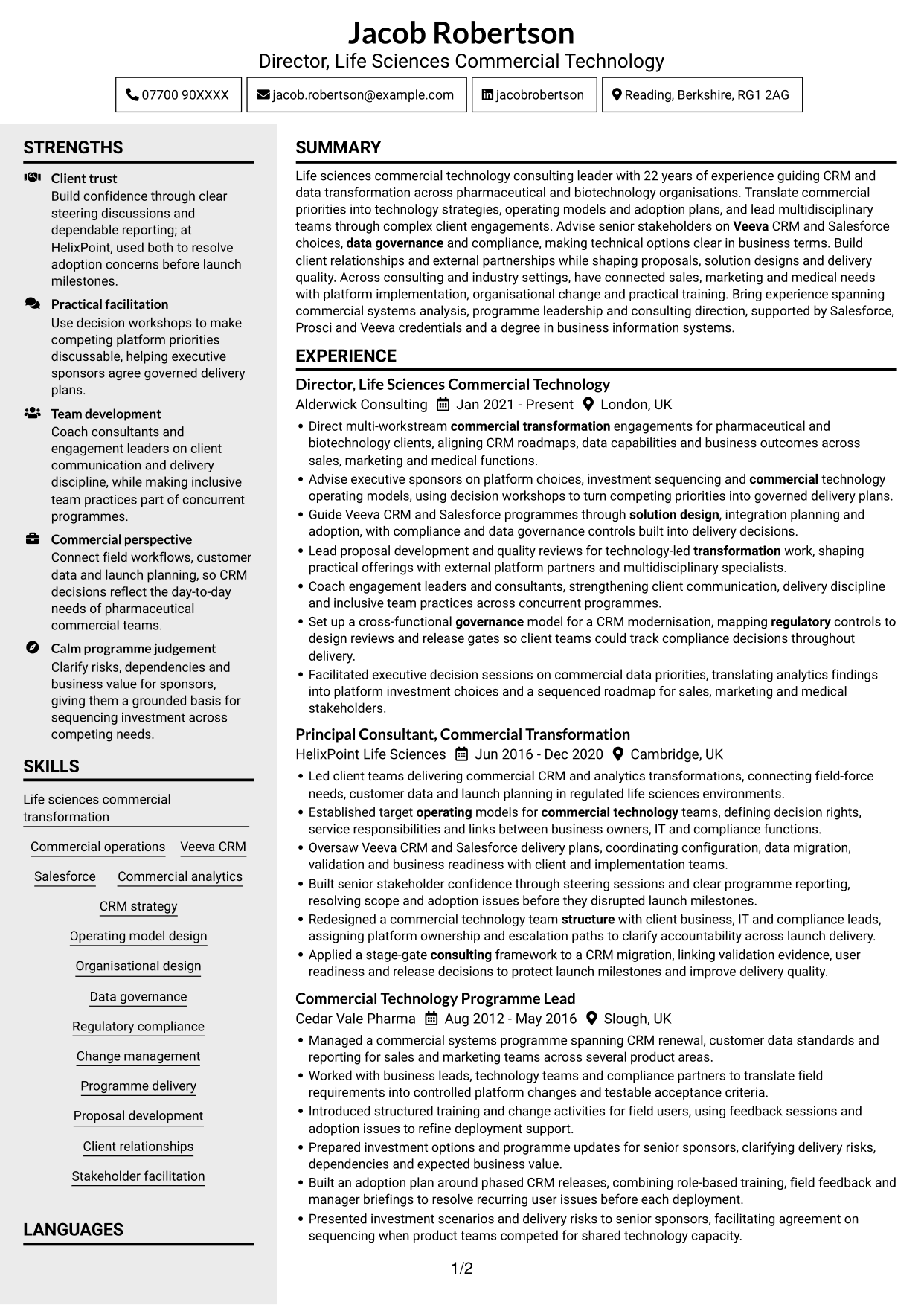 CV example — page 1