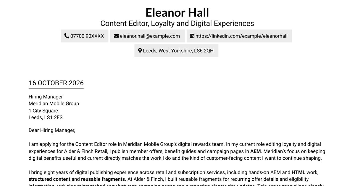 7 Content Editor - Digital Rewards Cover Letter Templates with Example