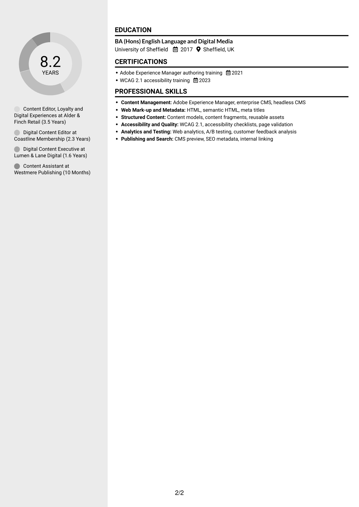 CV example — page 2