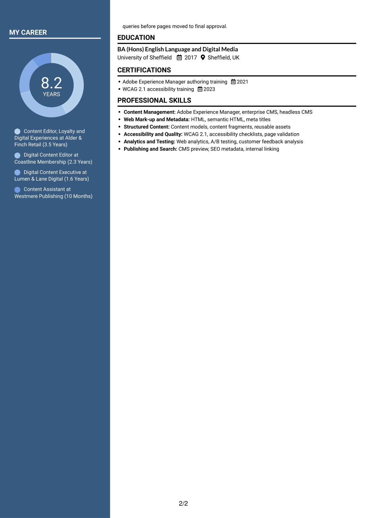 CV example — page 2