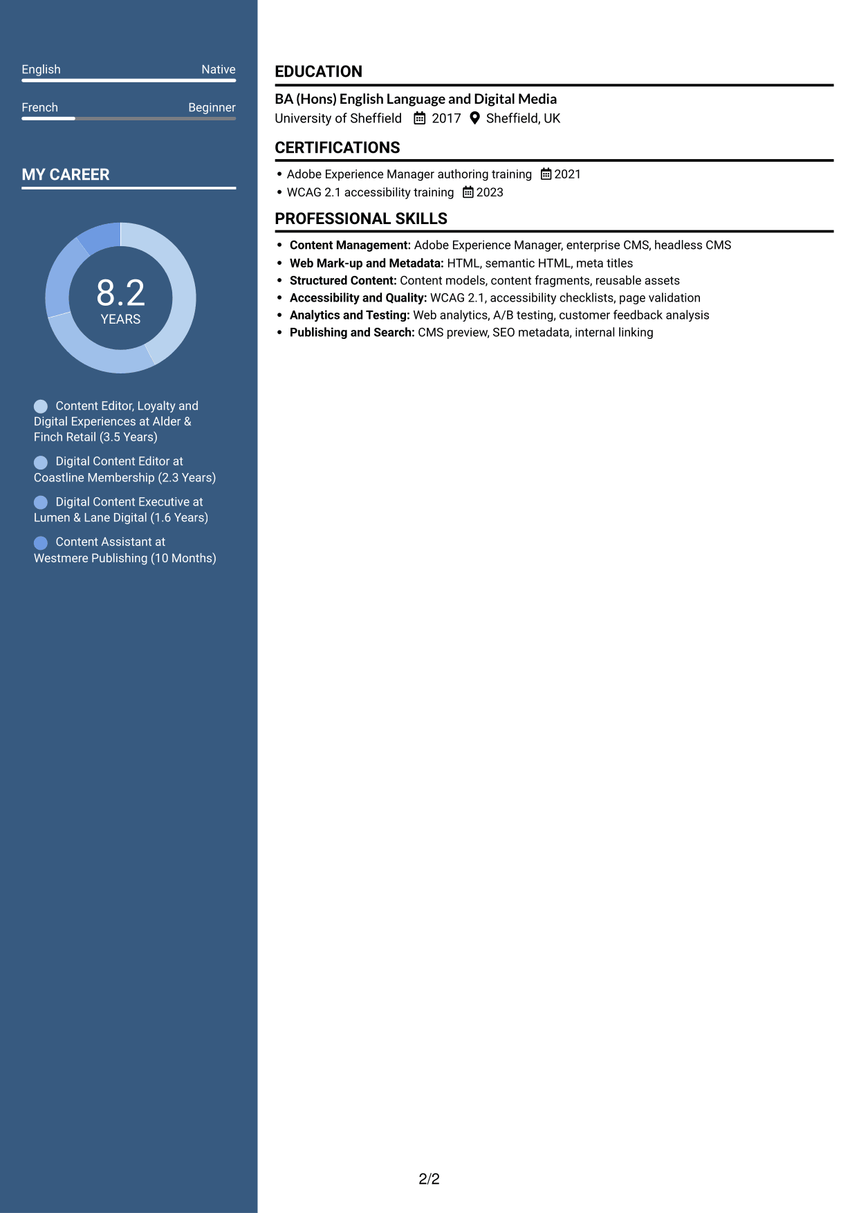 CV example — page 2