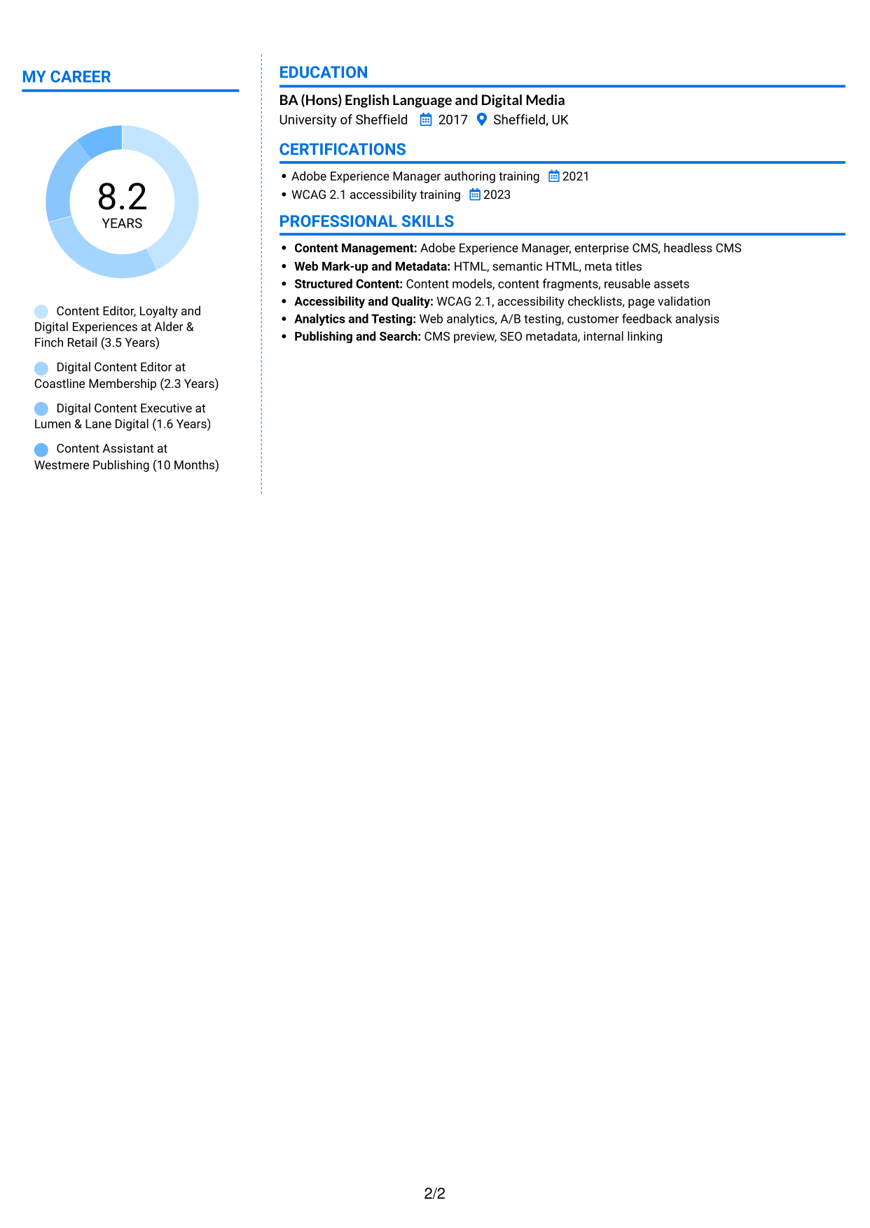 CV example — page 2
