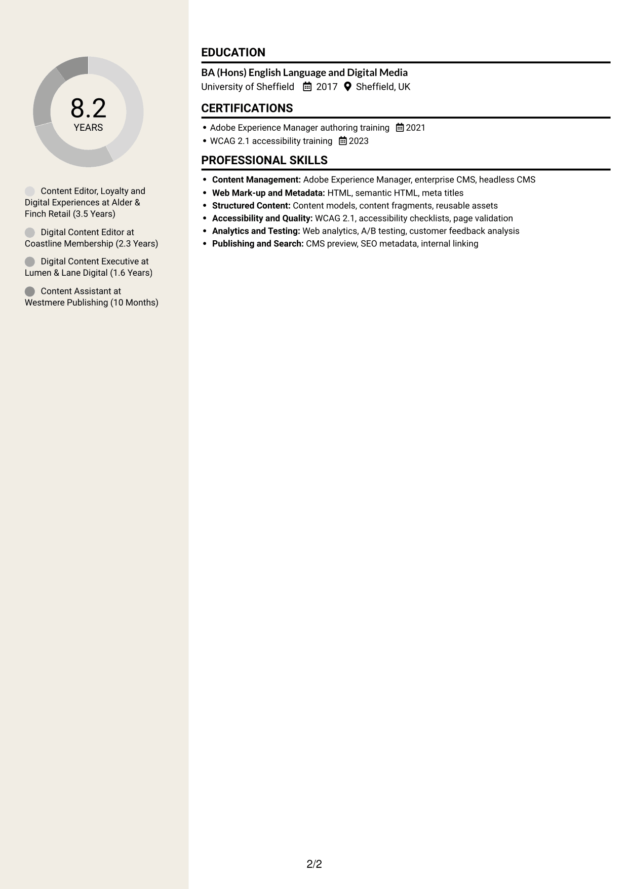 CV example — page 2