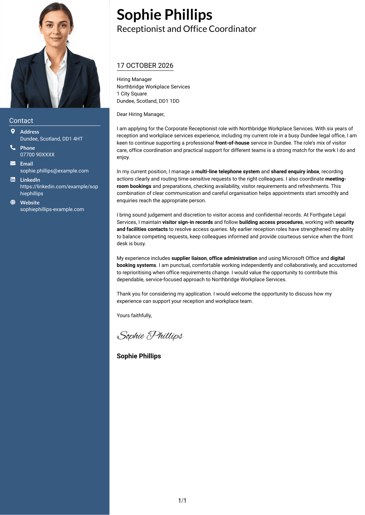 Cover letter example — page 1