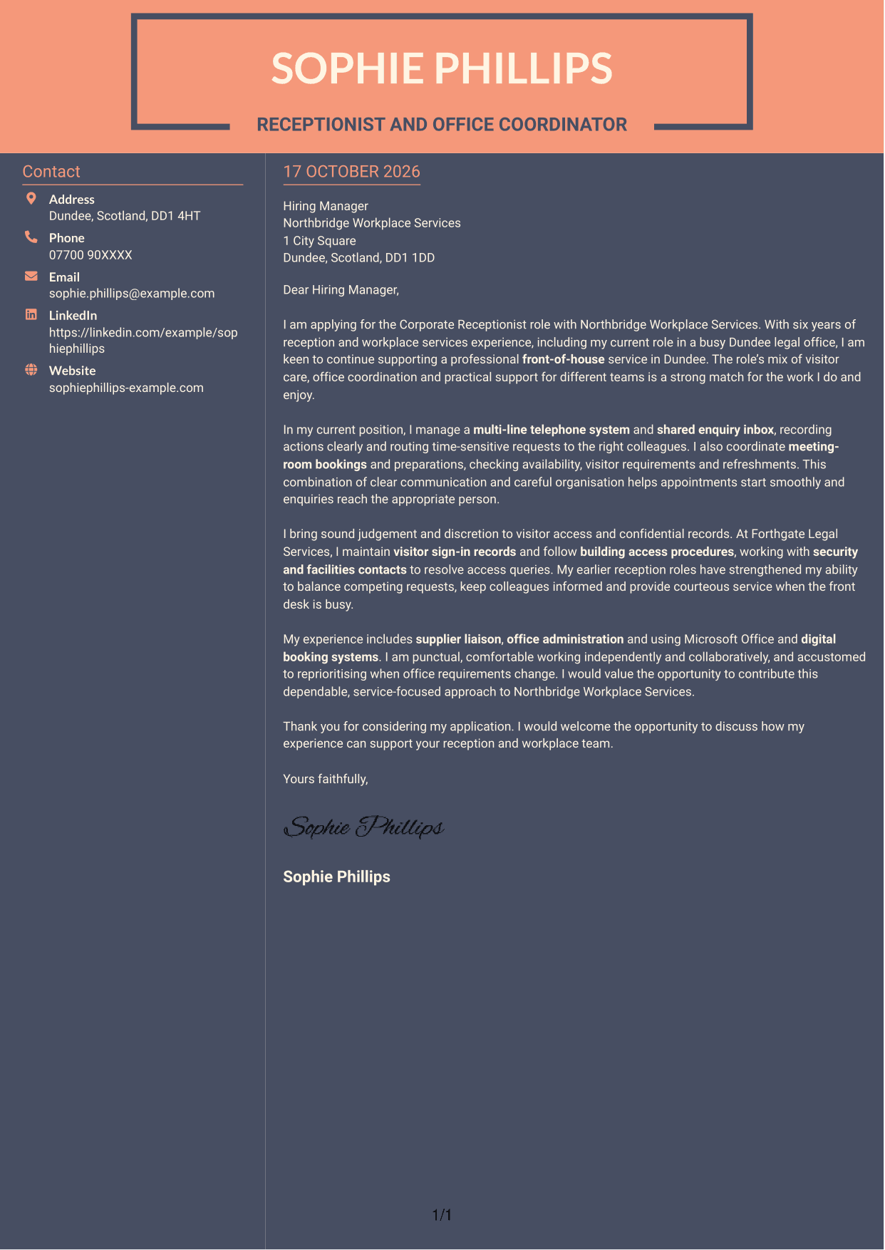 Cover letter example — page 1