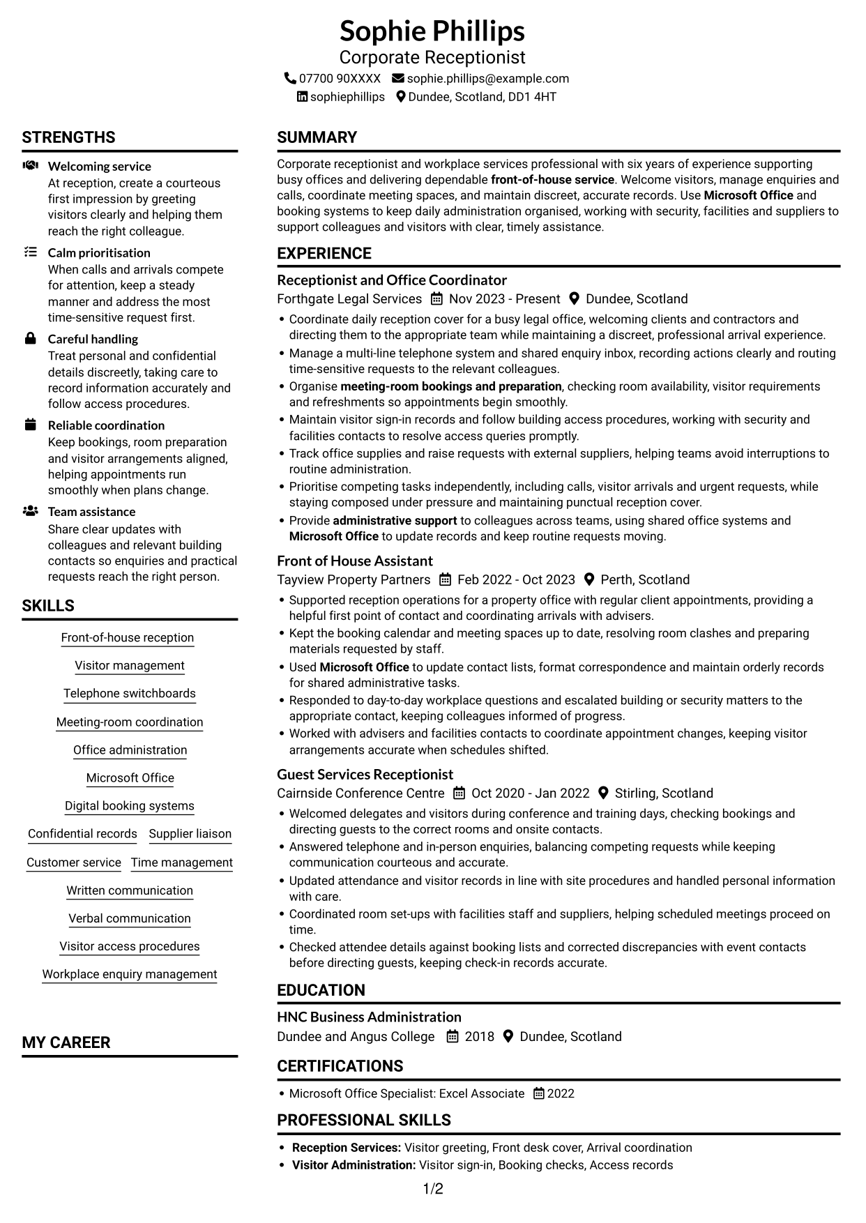 CV example — page 1