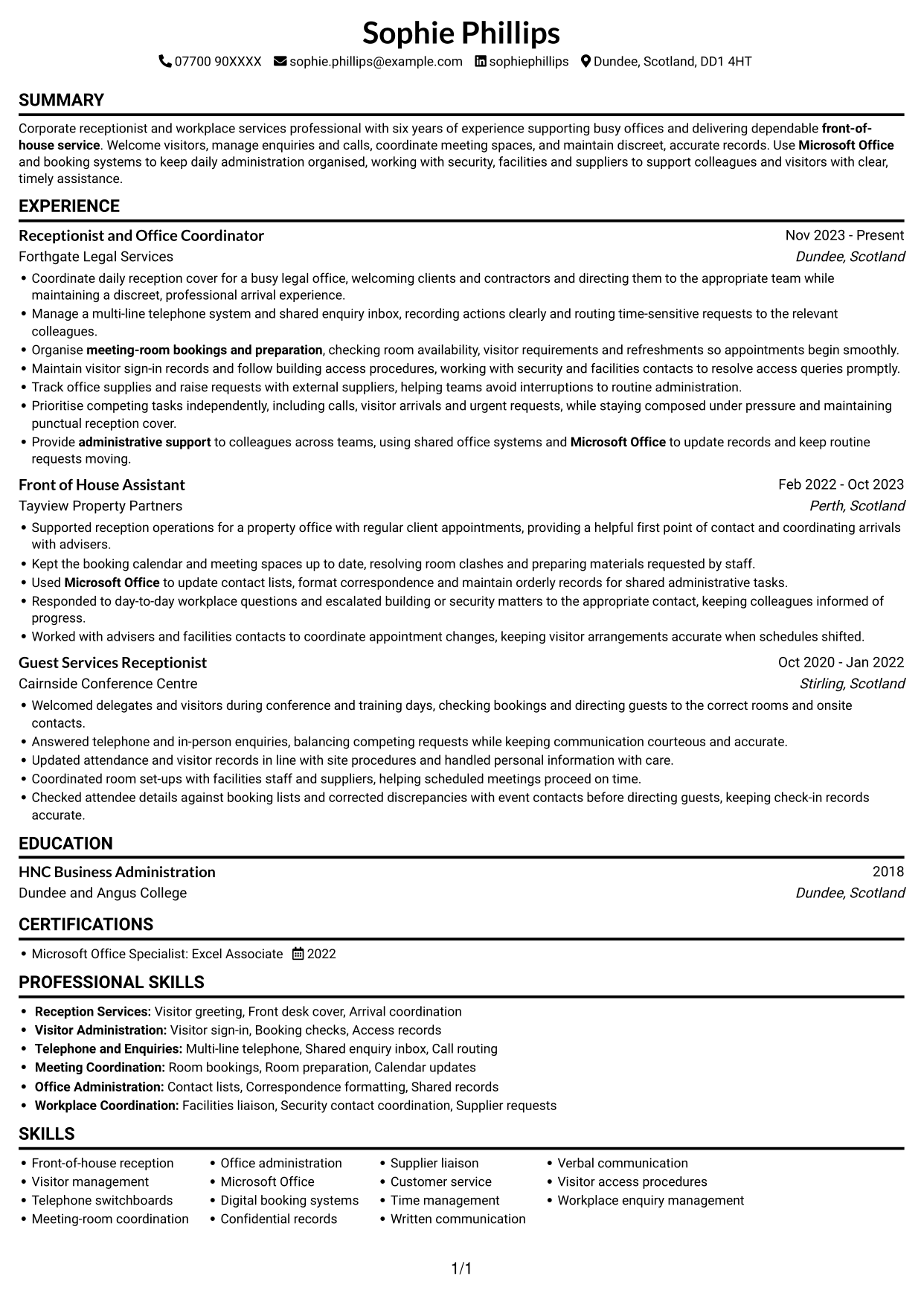 CV example — page 1