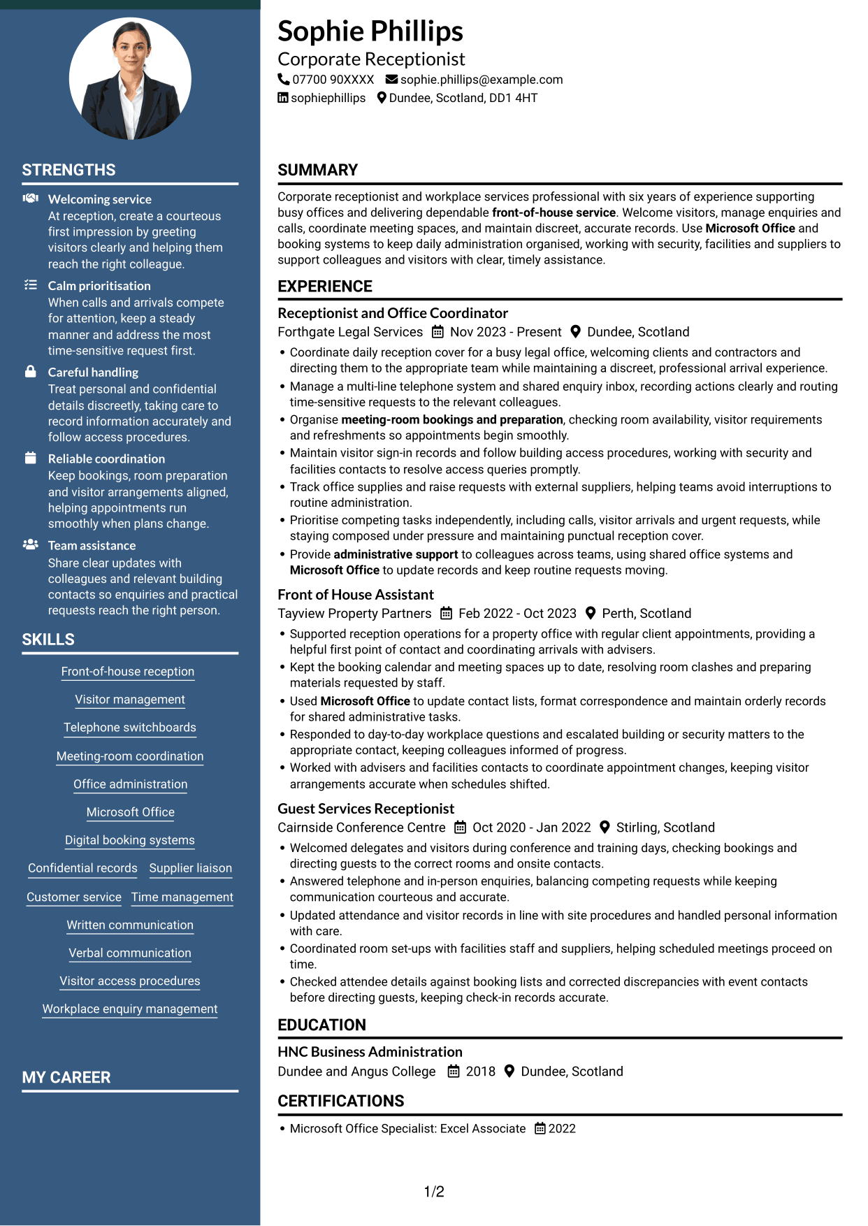 CV example — page 1