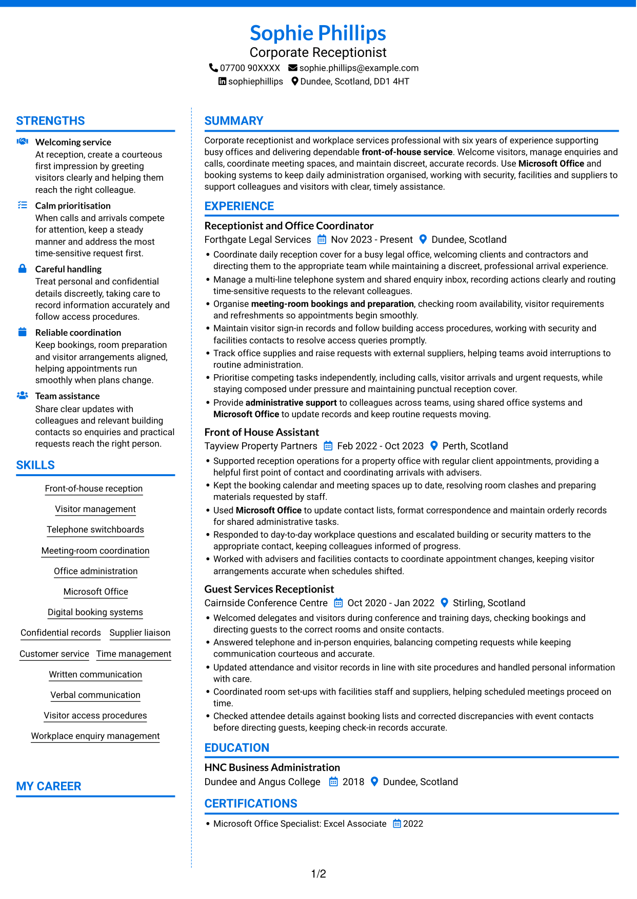 CV example — page 1