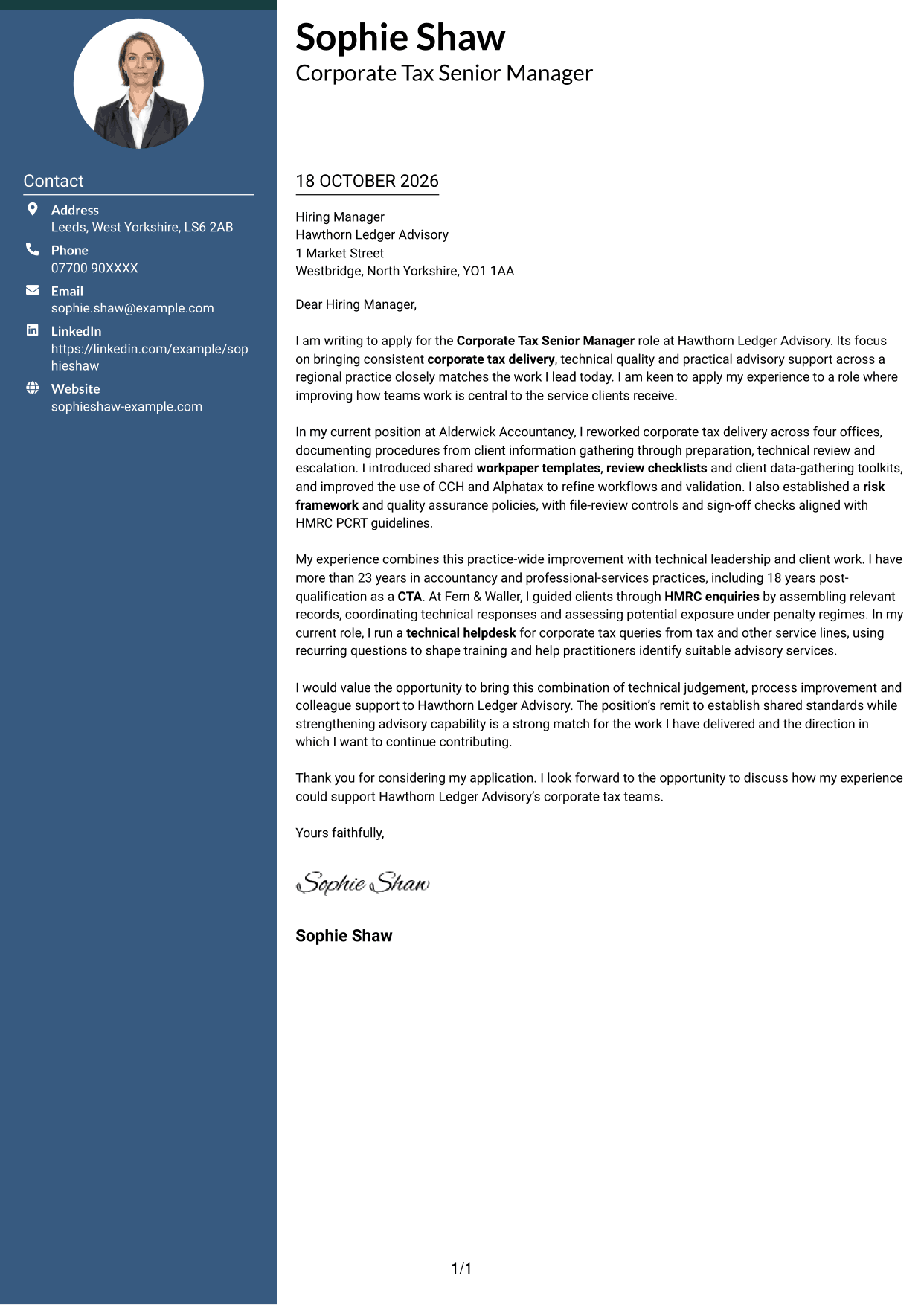 Cover letter example — page 1