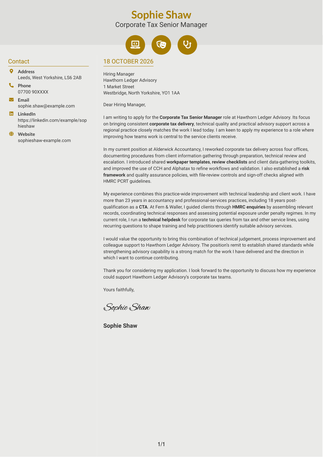 Cover letter example — page 1