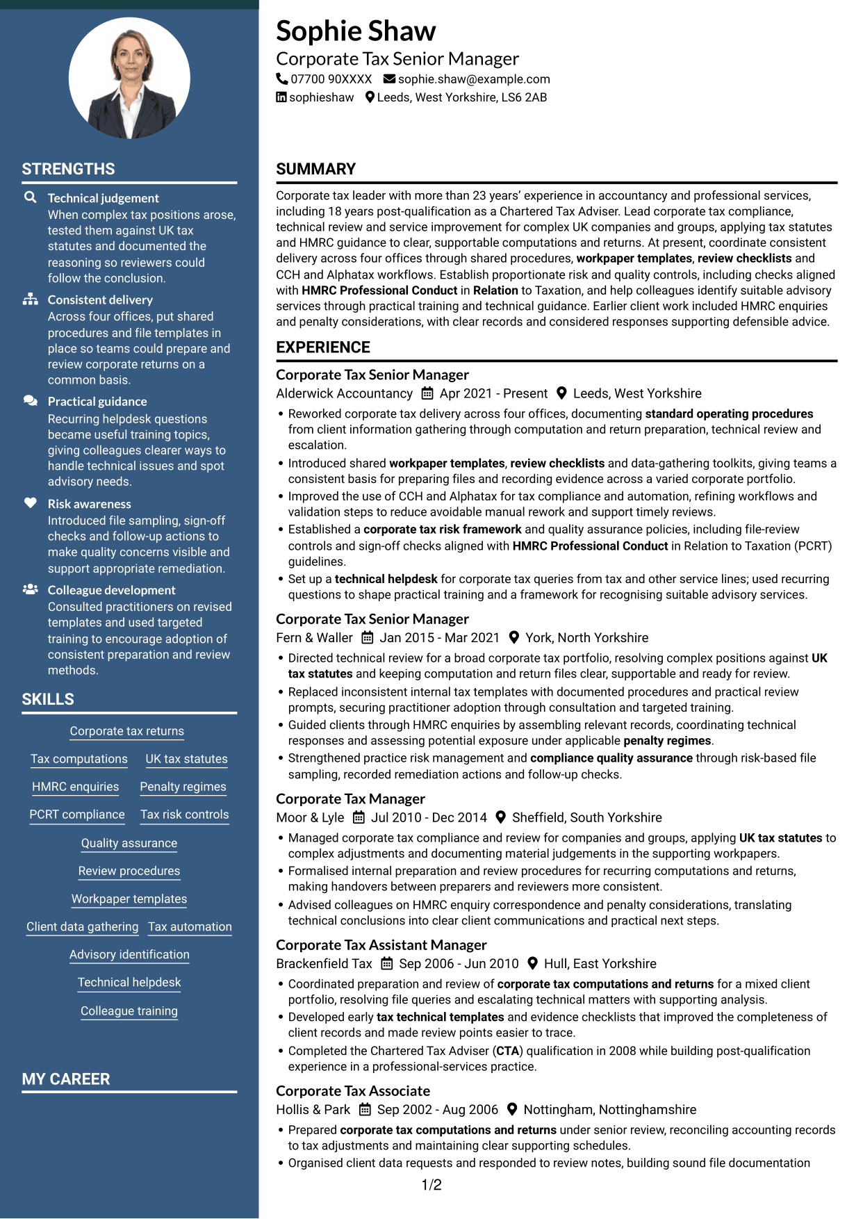 CV example — page 1