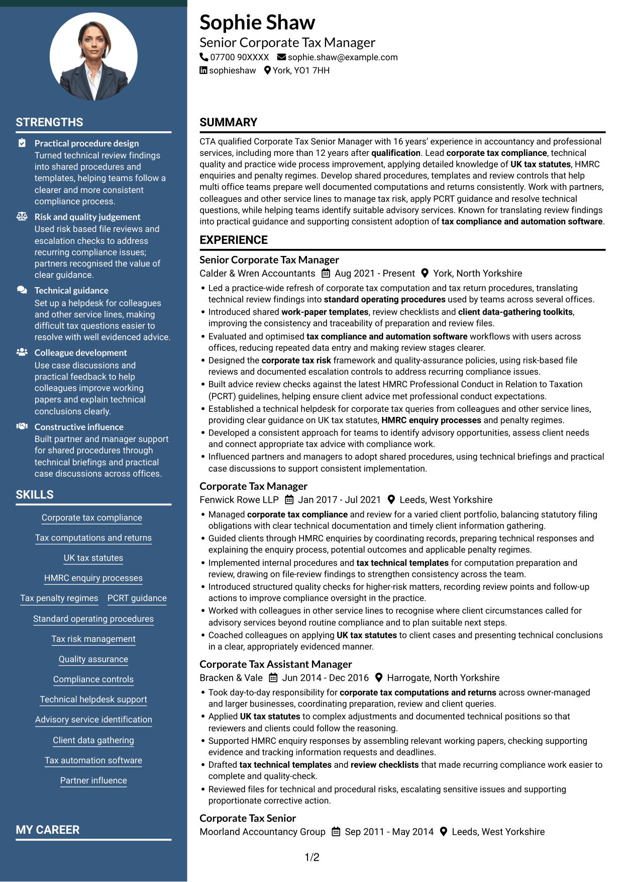 CV example — page 1