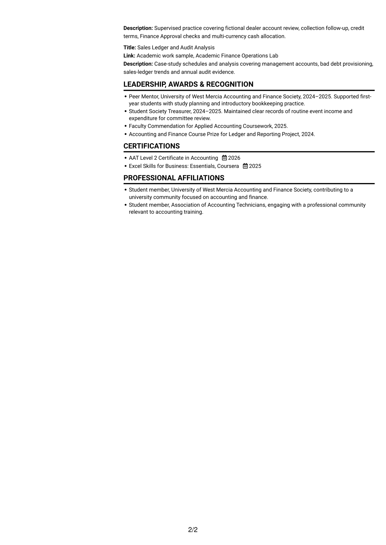 CV example — page 2