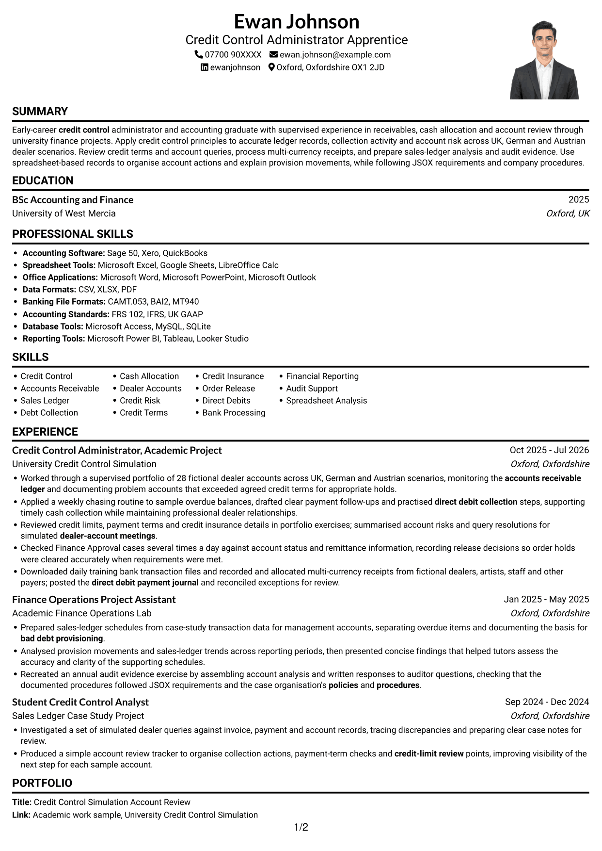 CV example — page 1