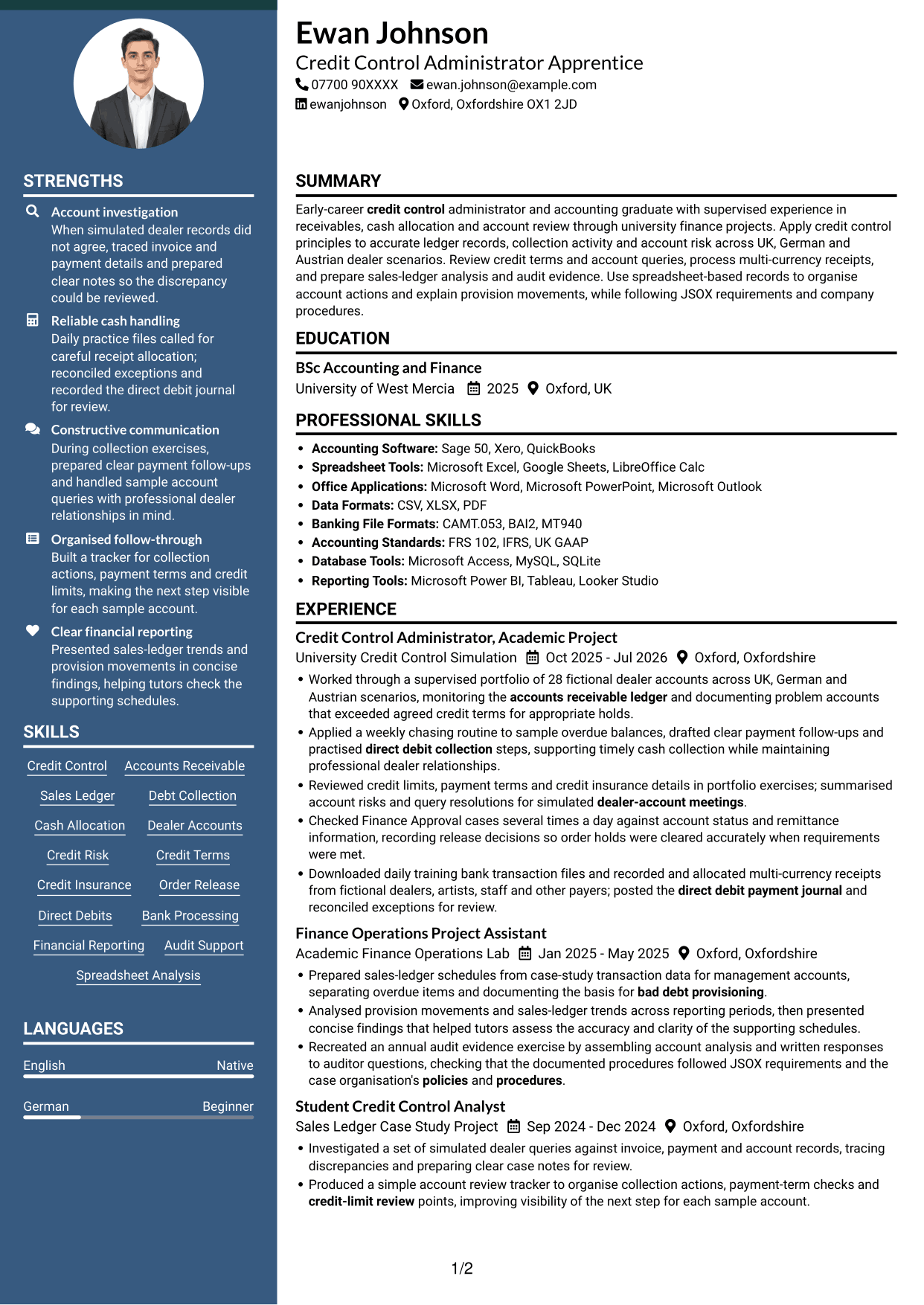 CV example — page 1