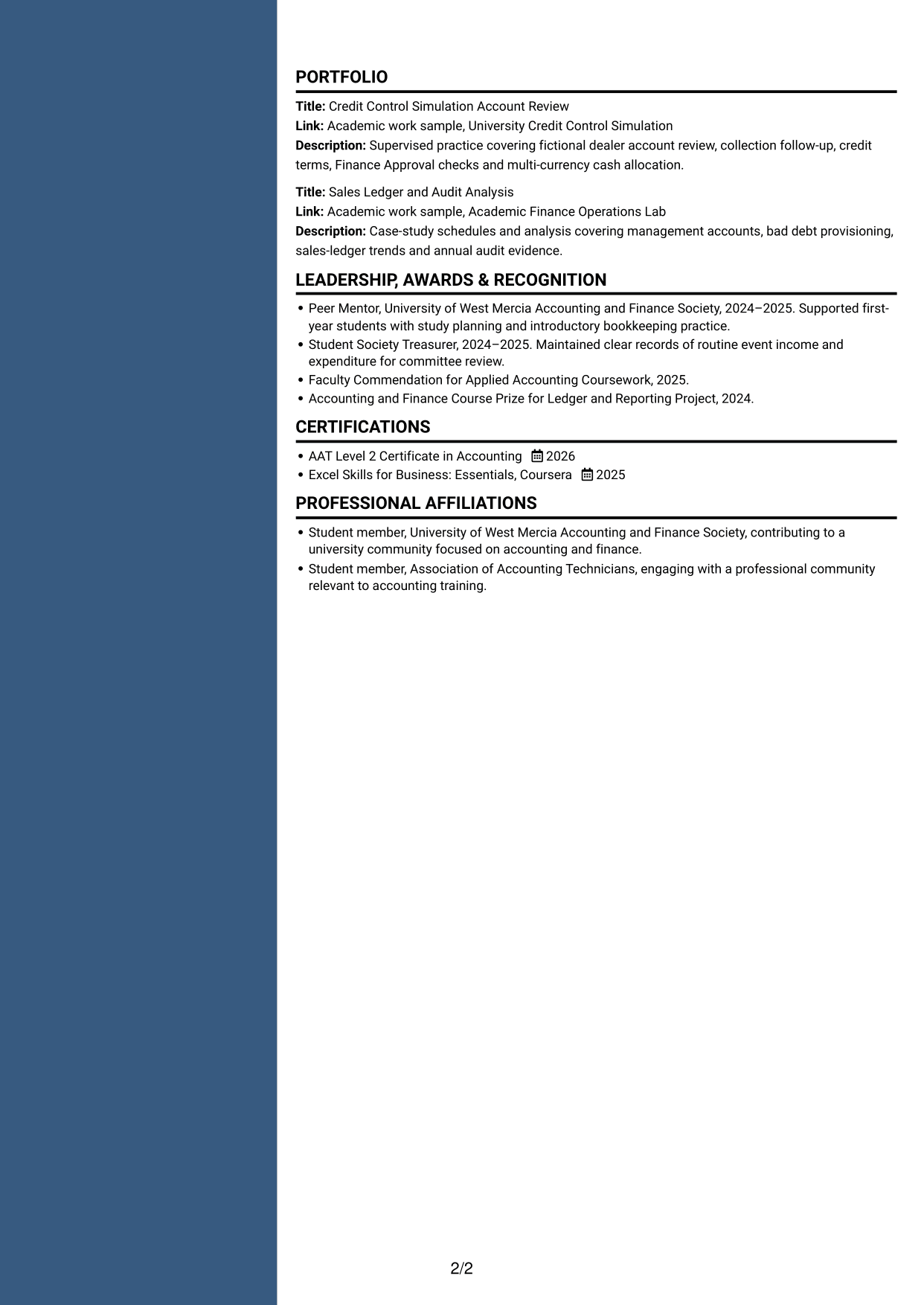 CV example — page 2