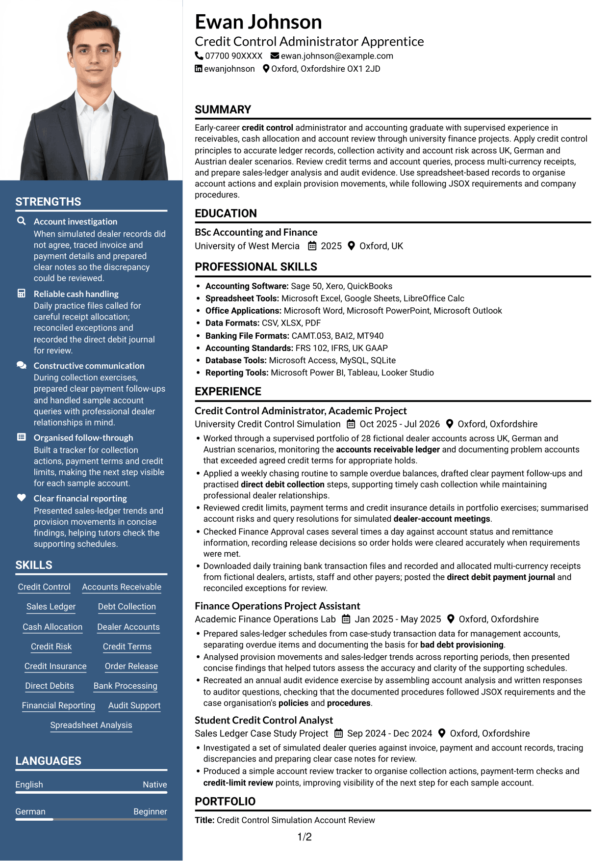 CV example — page 1