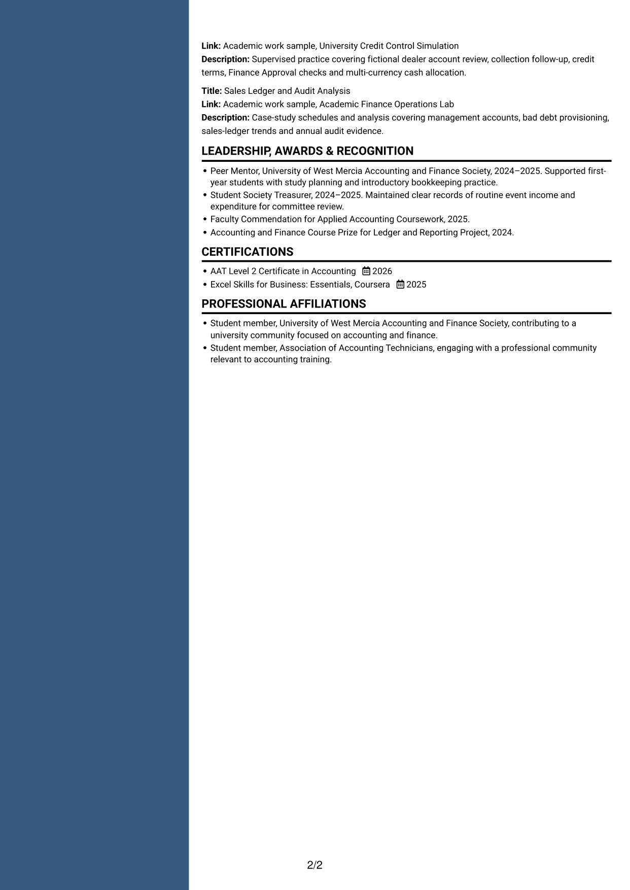 CV example — page 2