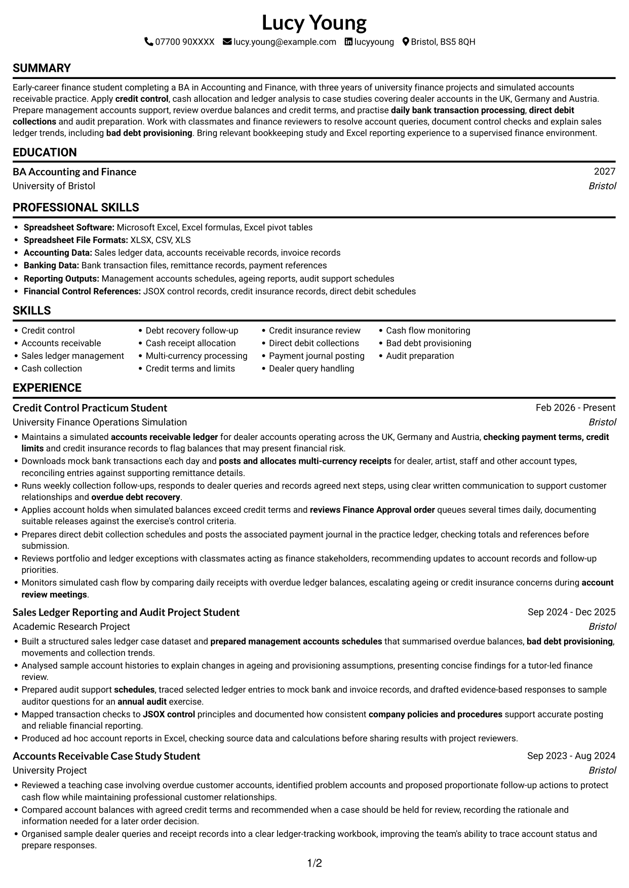 CV example — page 1
