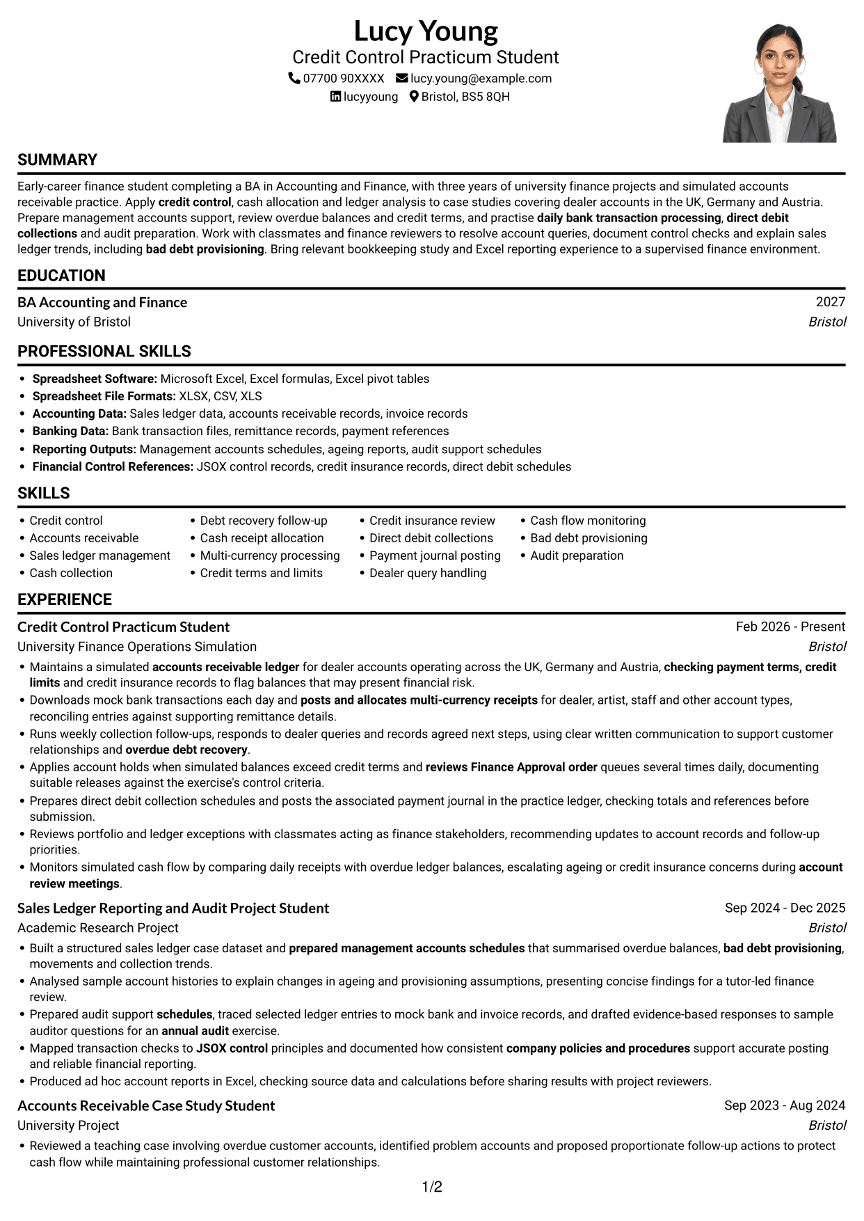 CV example — page 1