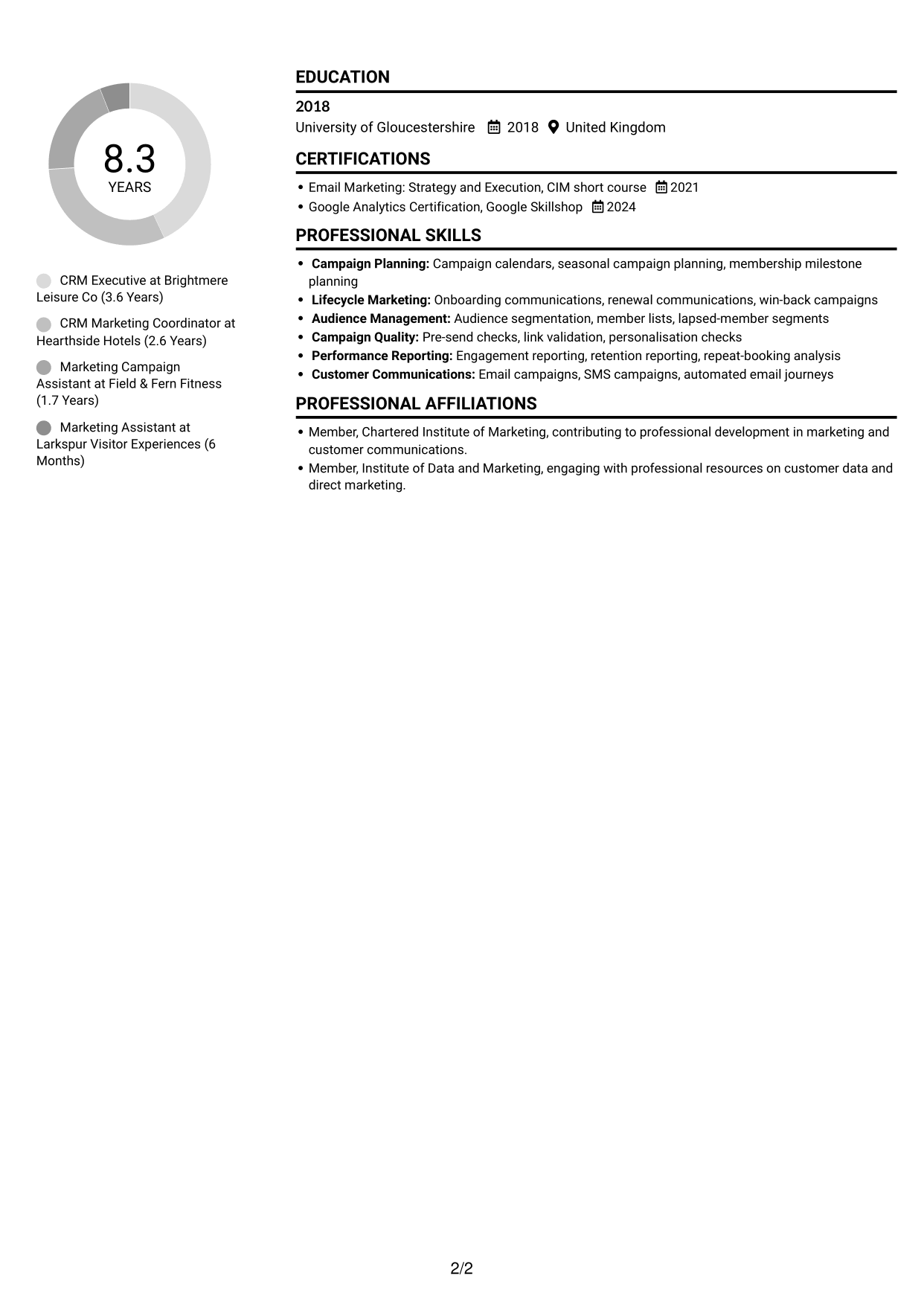 CV example — page 2