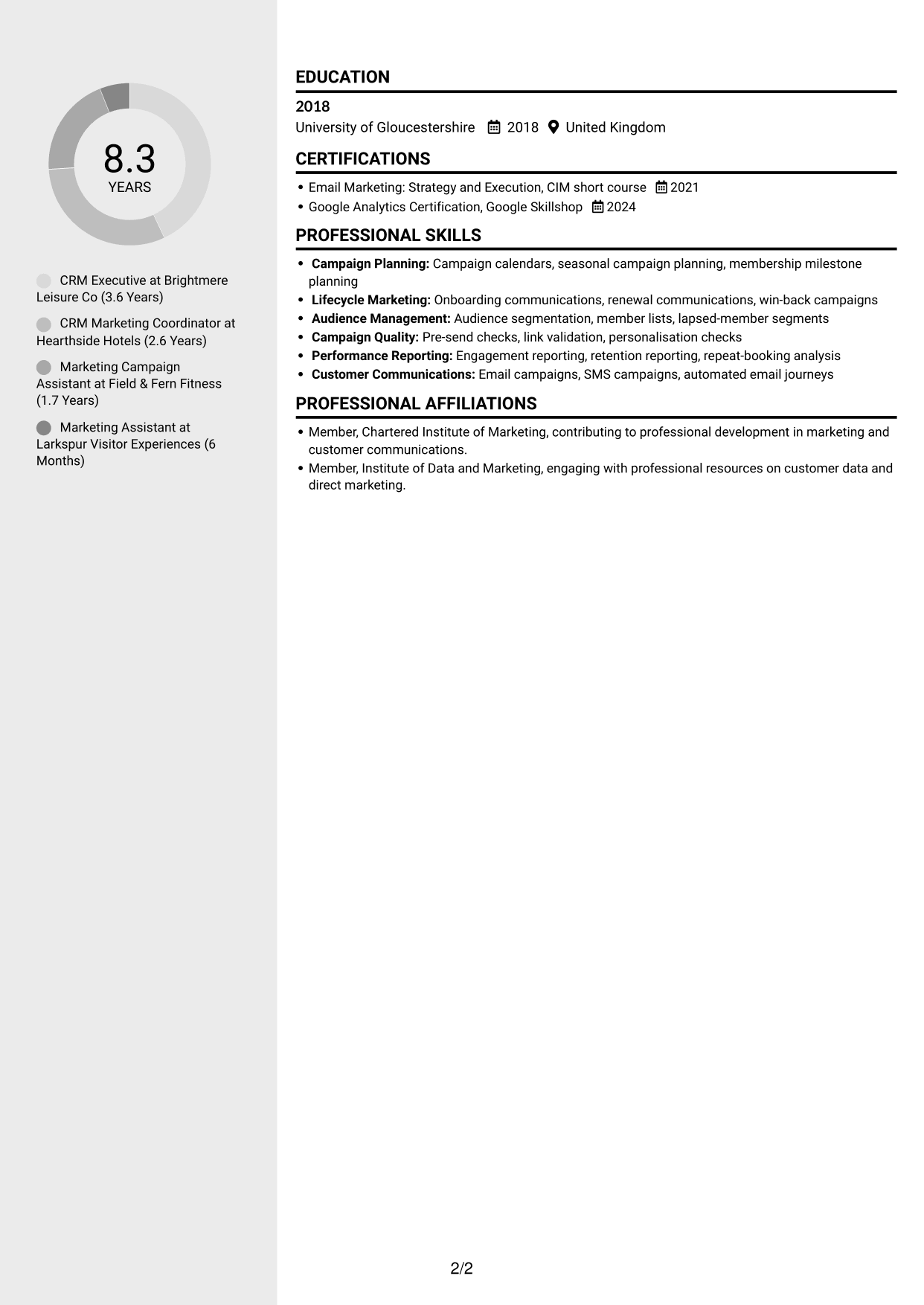 CV example — page 2