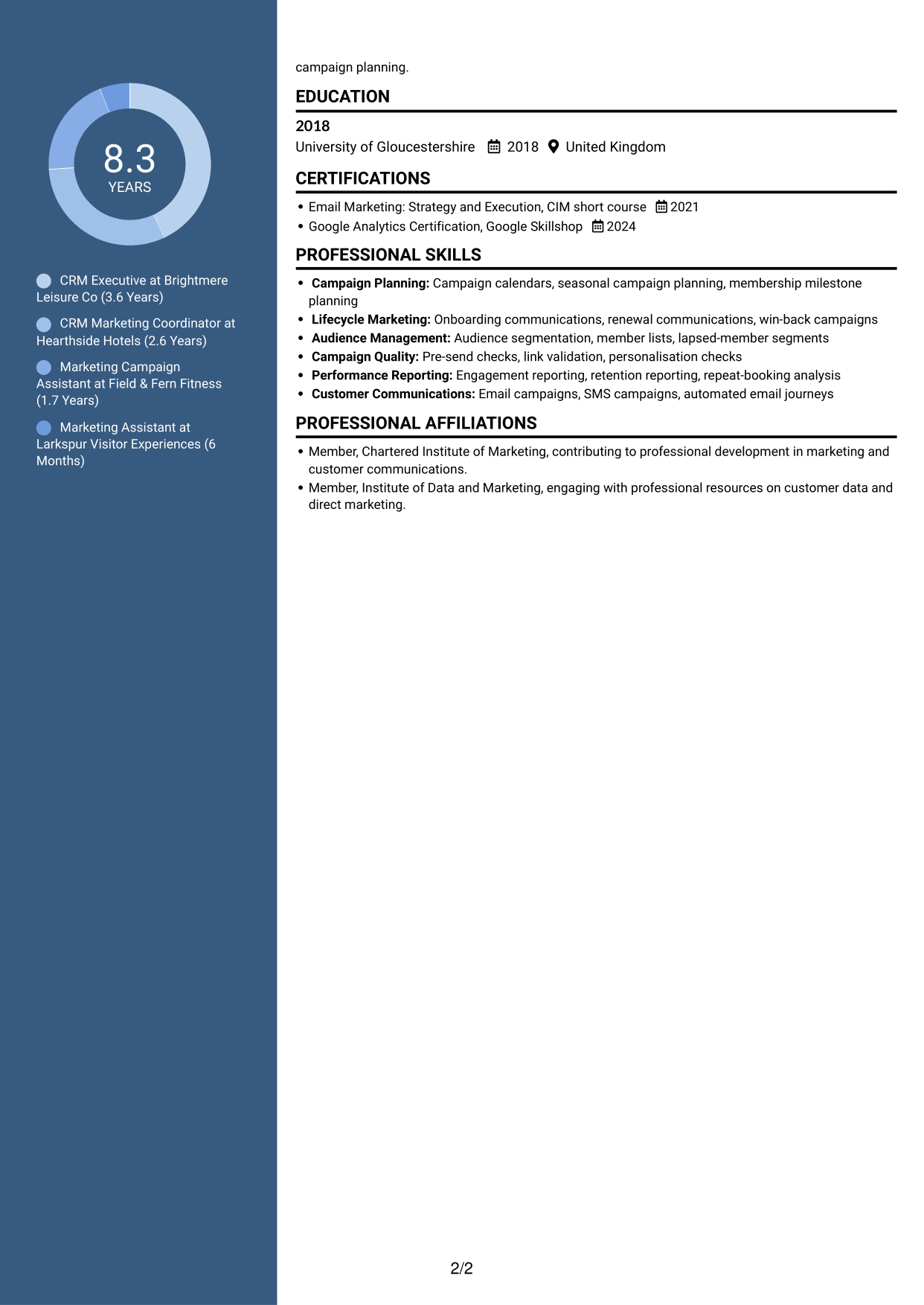CV example — page 2