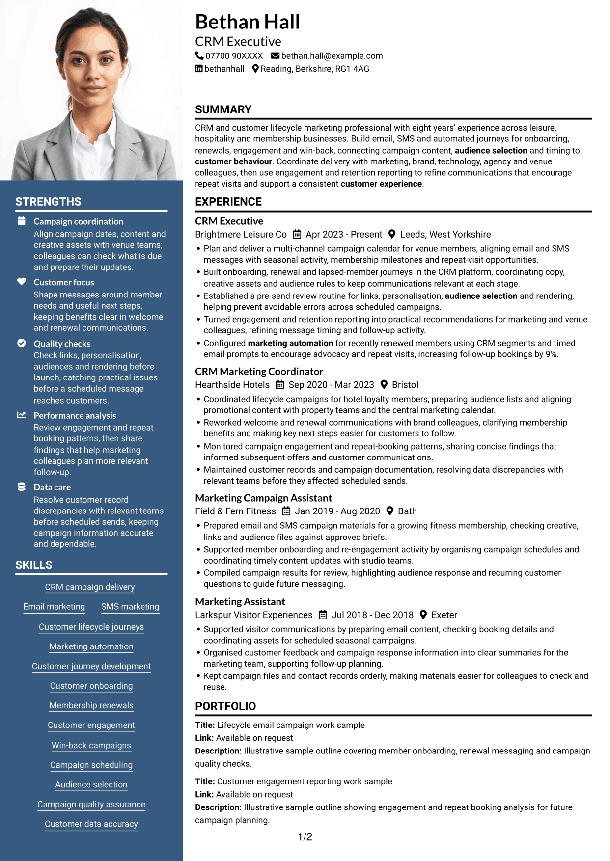 CV example — page 1