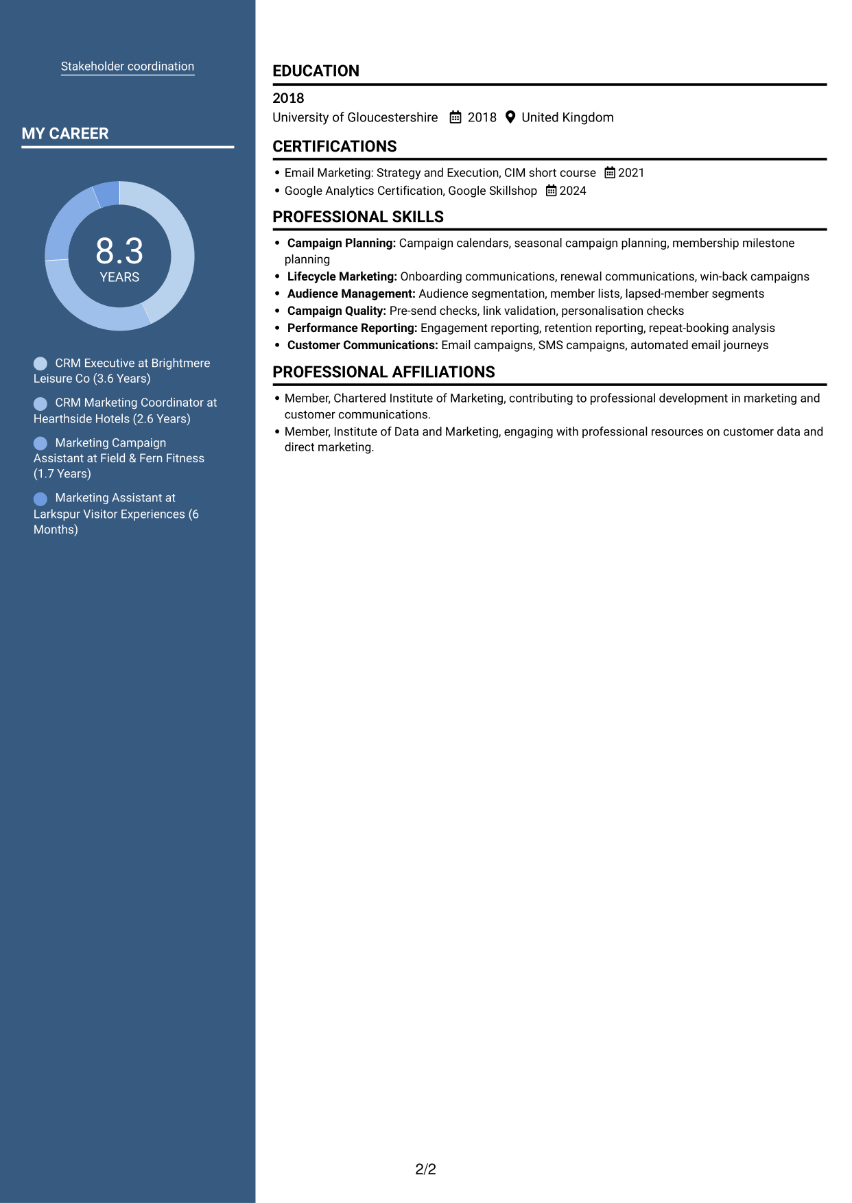 CV example — page 2