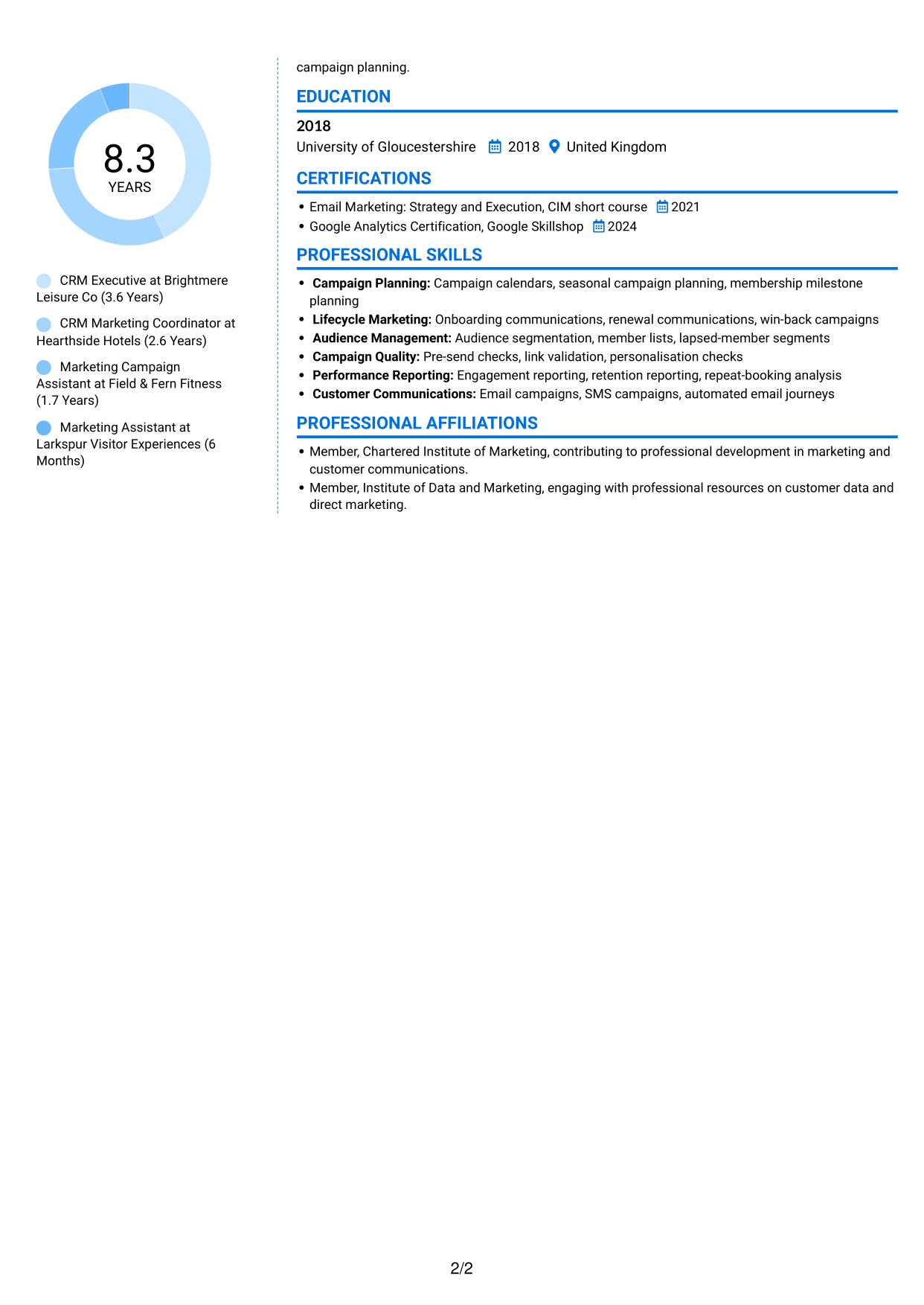 CV example — page 2