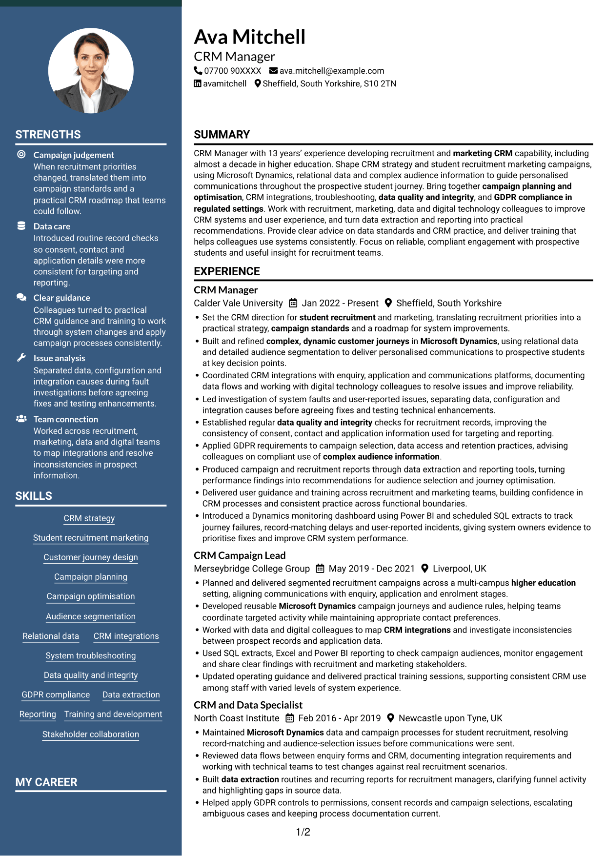 CV example — page 1
