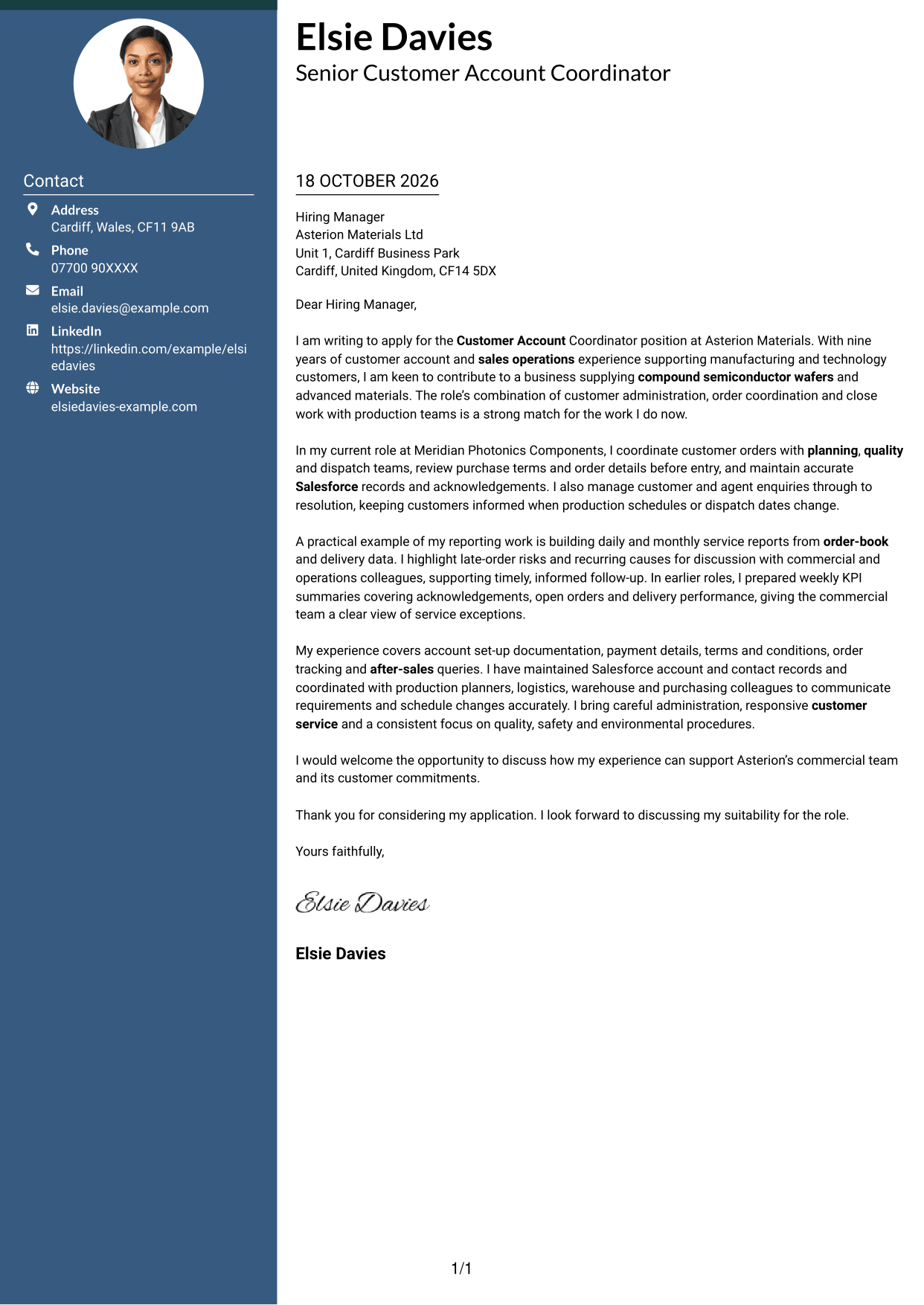 Cover letter example — page 1