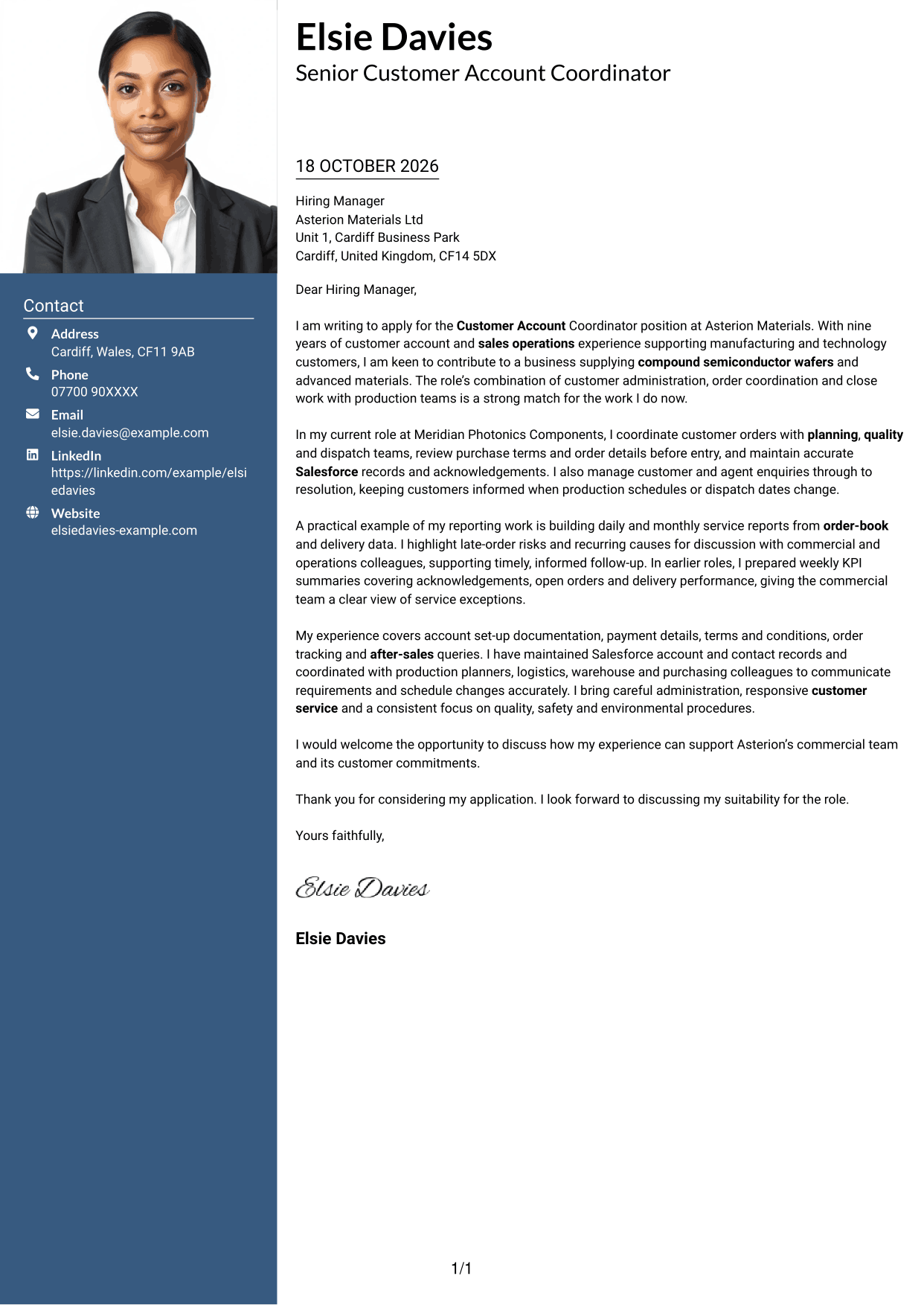 Cover letter example — page 1