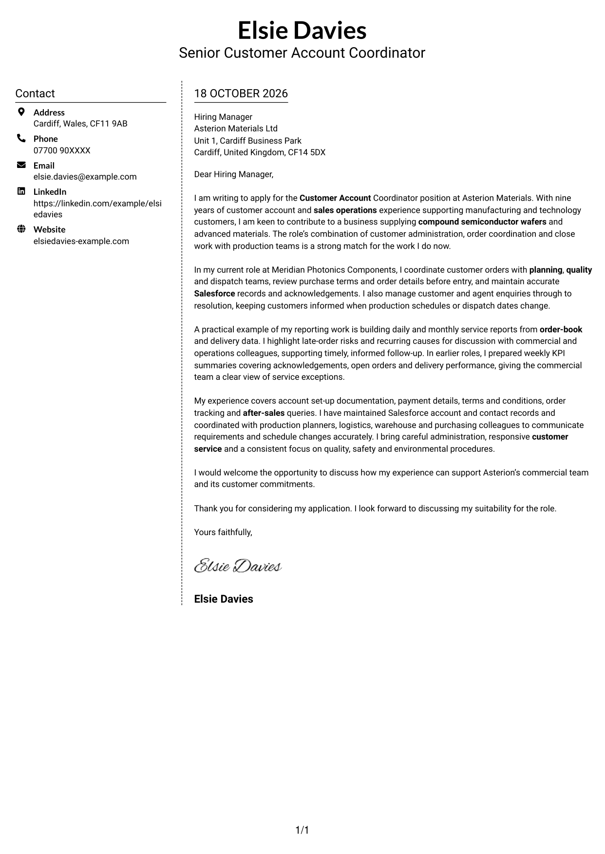 Cover letter example — page 1