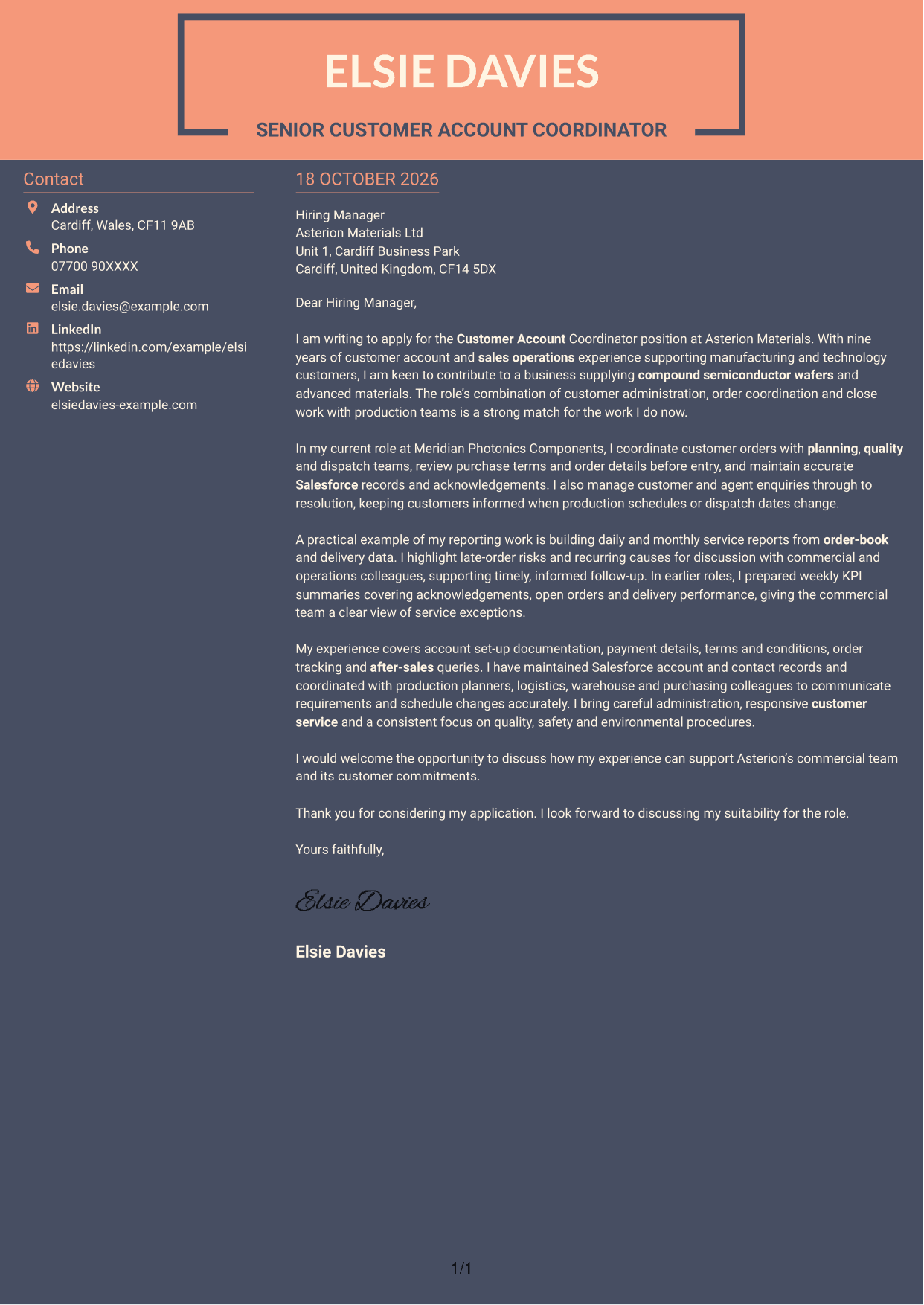 Cover letter example — page 1