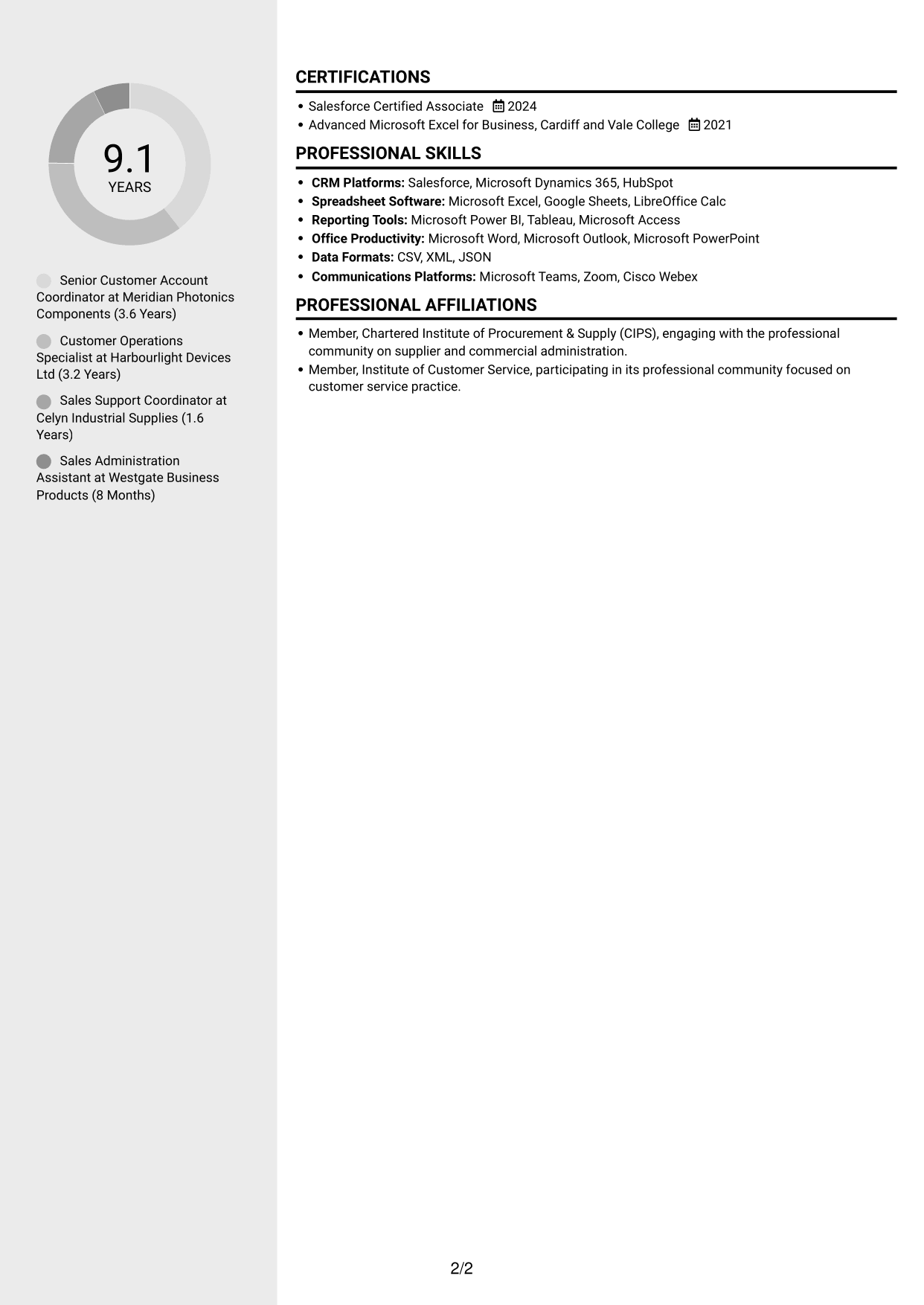 CV example — page 2
