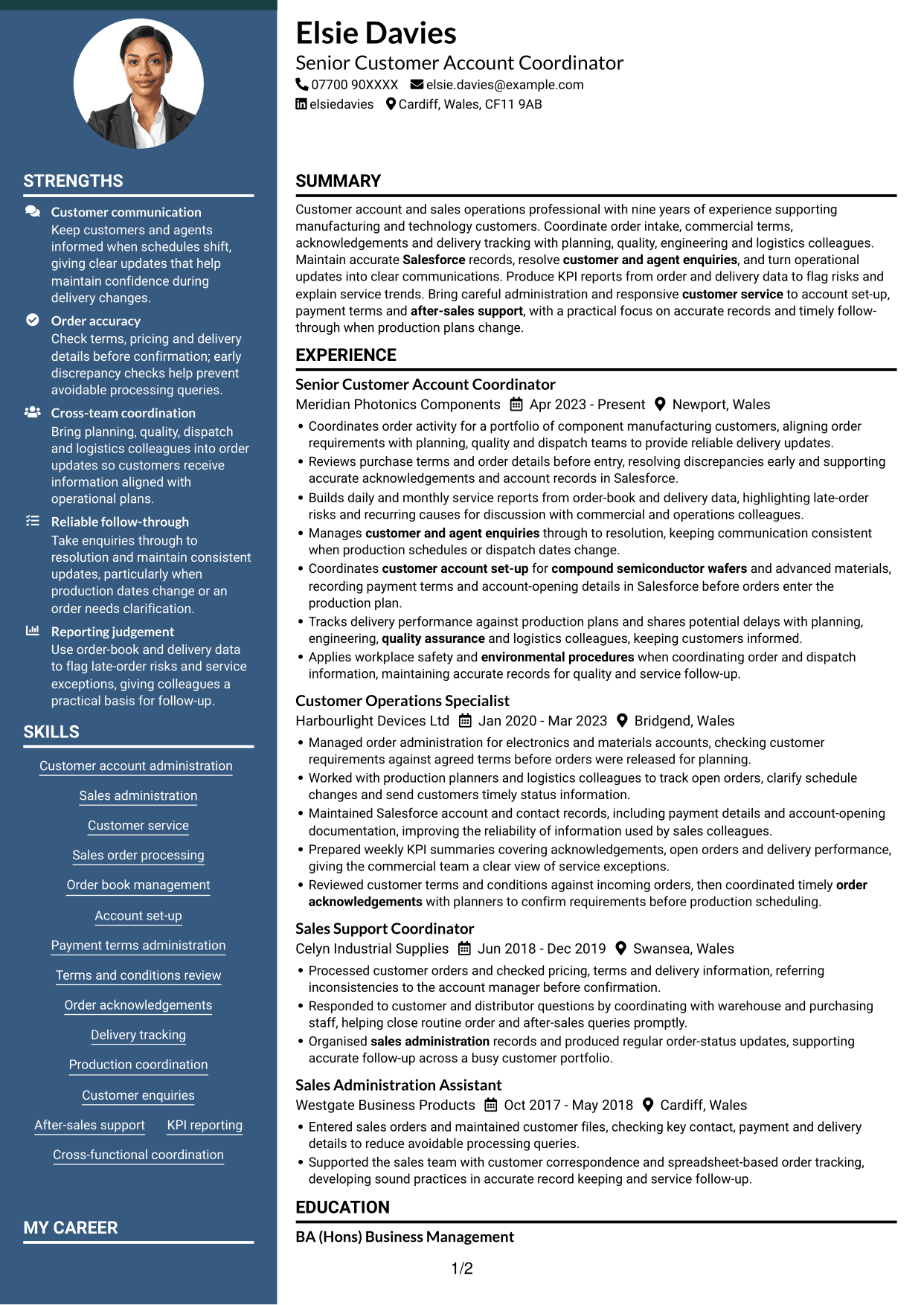 CV example — page 1