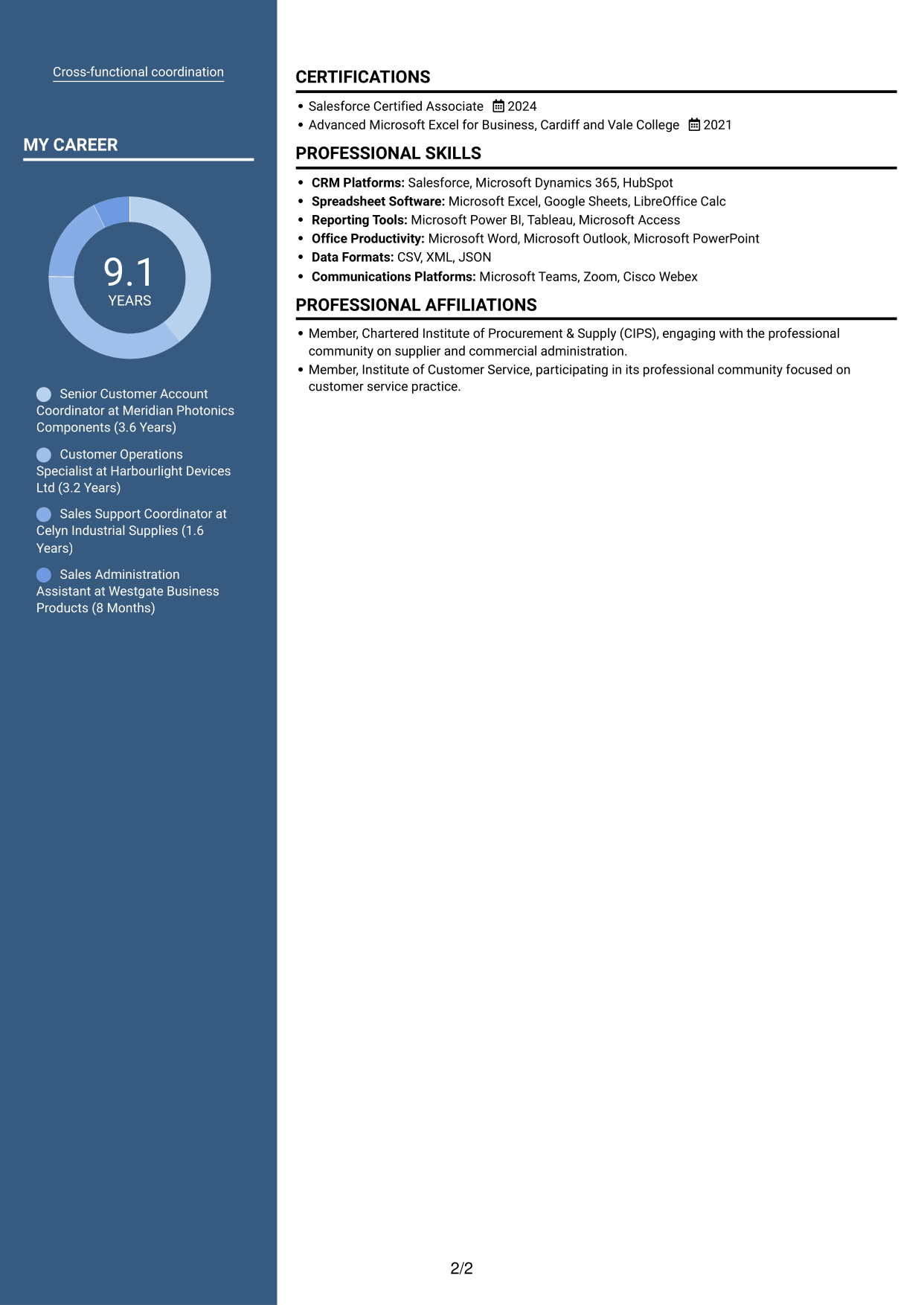 CV example — page 2