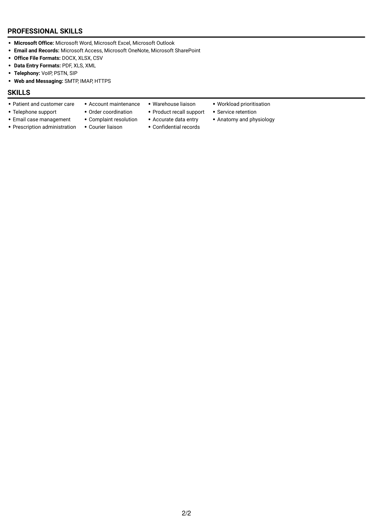 CV example — page 2