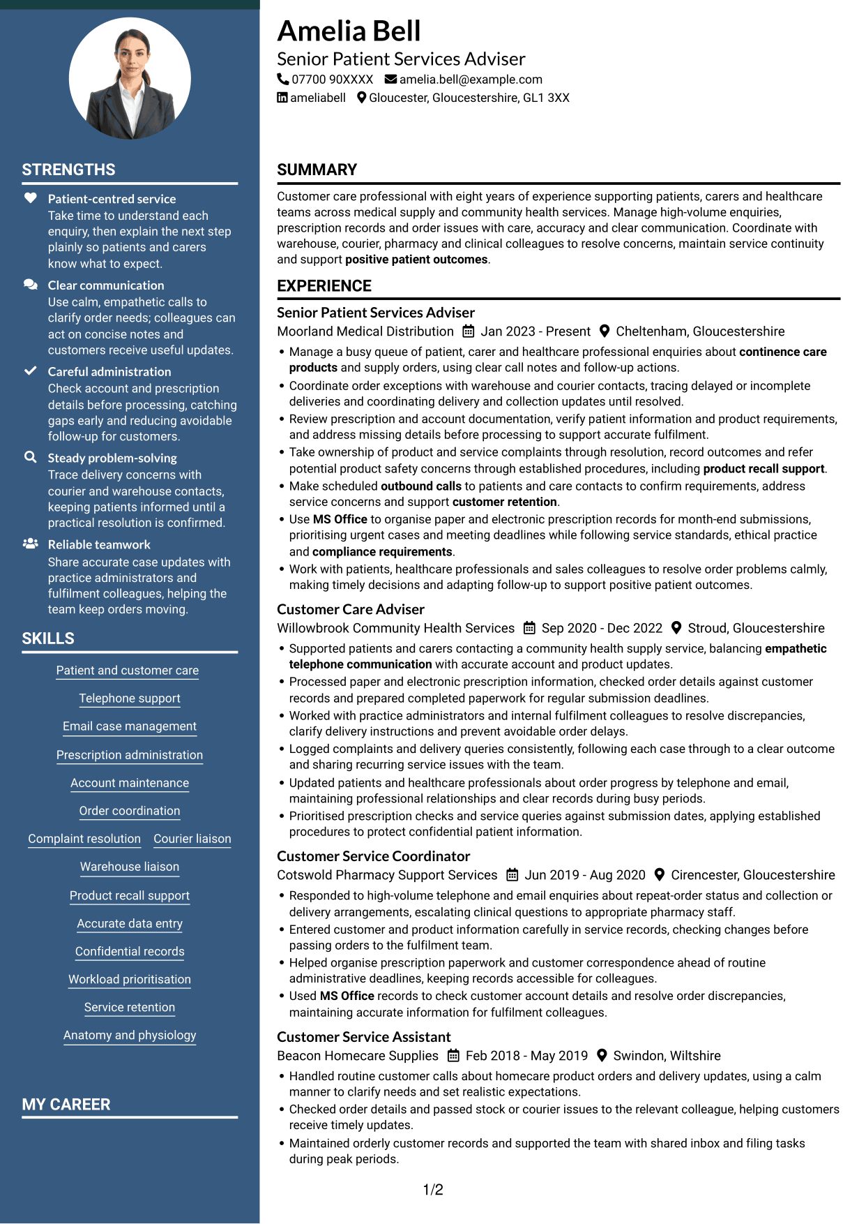 CV example — page 1