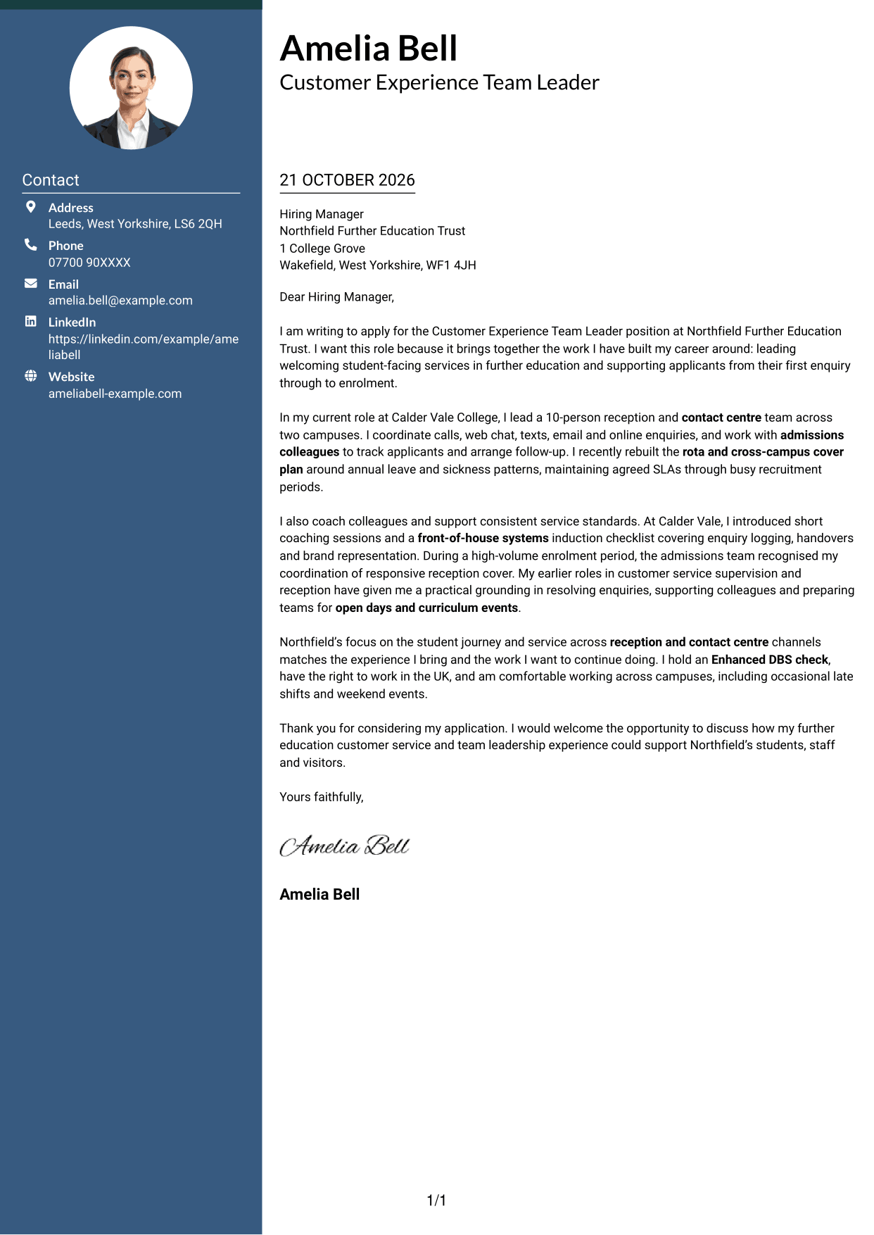 Cover letter example — page 1