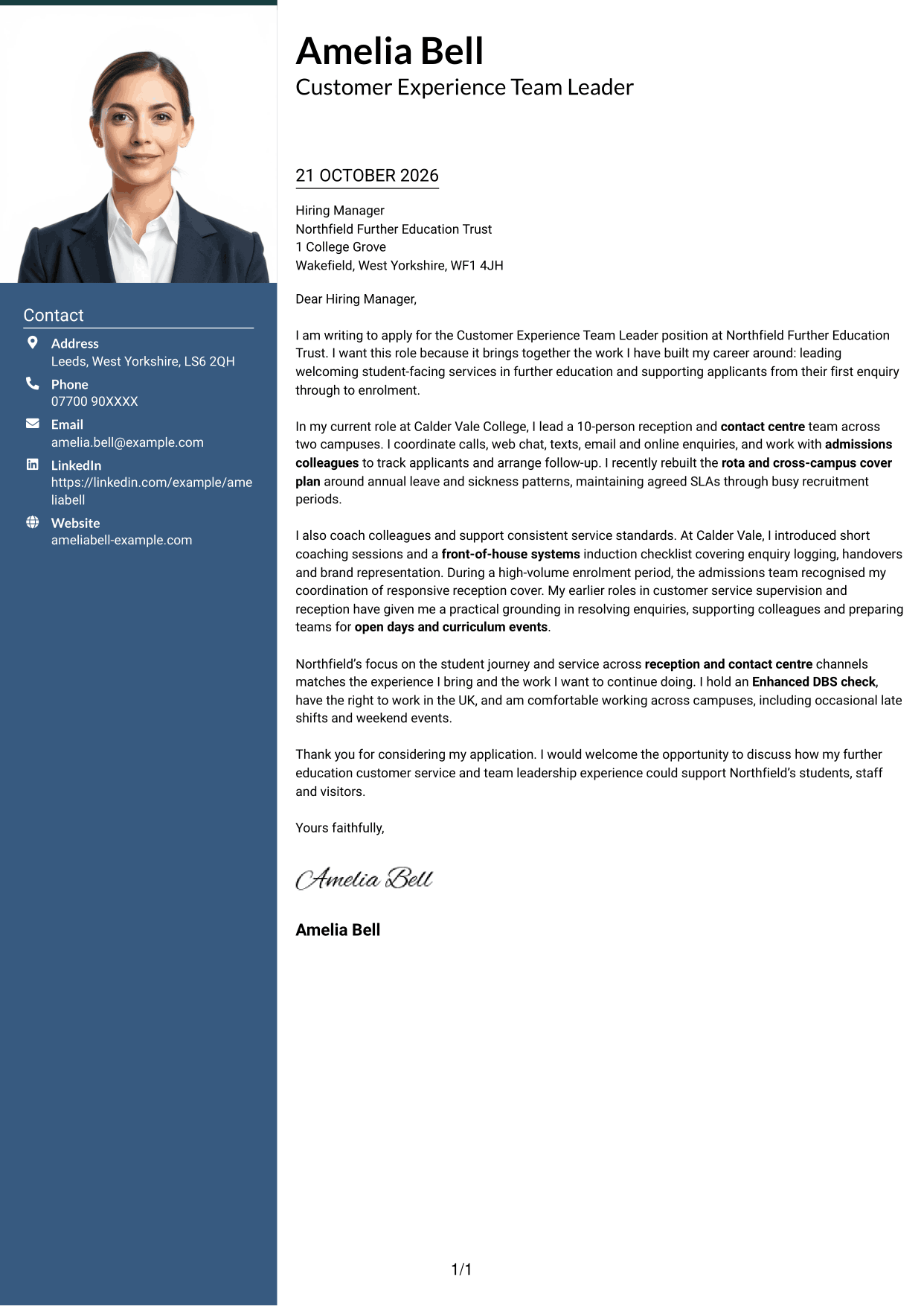 Cover letter example — page 1